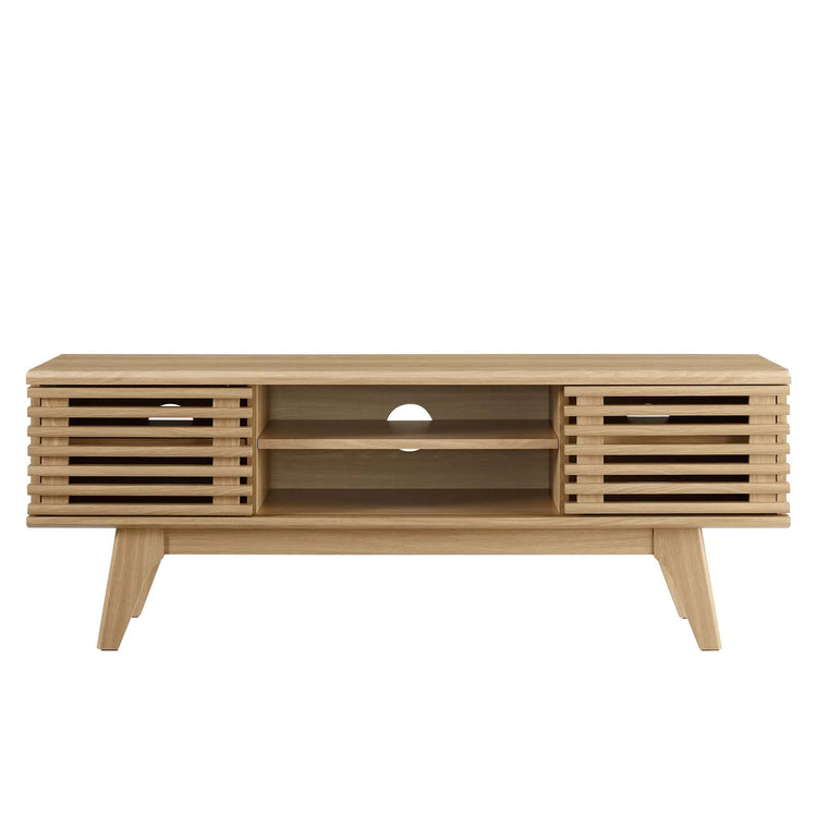 Mueble multimedia de 46” Niklas color roble de frente.