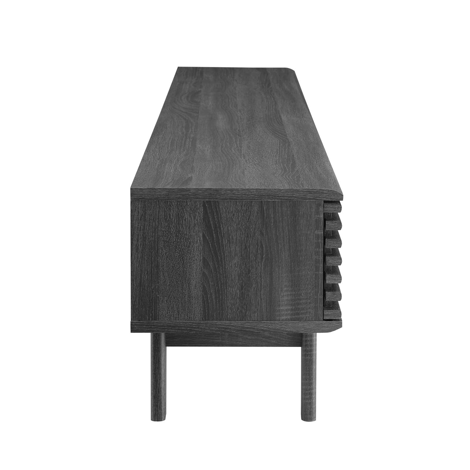 Mueble multimedia de 70” para TV Niklas color negro de lado.