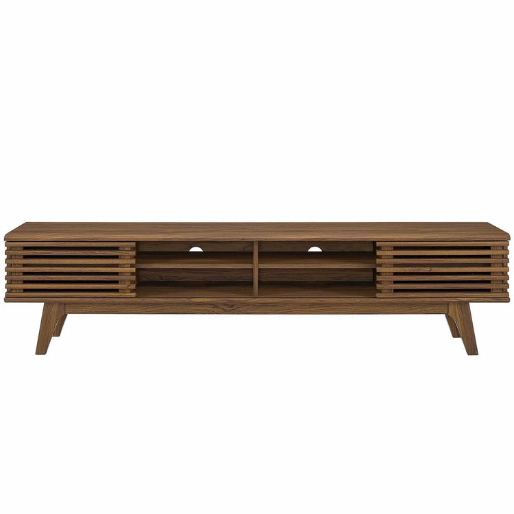 Mueble multimedia de 70” para TV Niklas color nogal de frente.