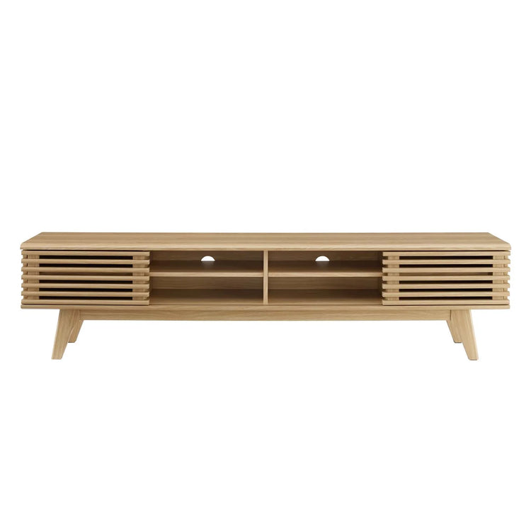 Mueble multimedia de 70” para TV Niklas color roble de frente.