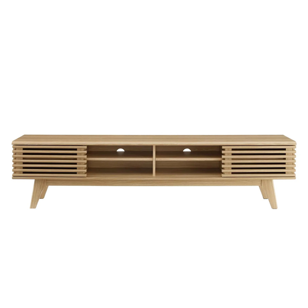 Mueble multimedia de 70” para TV Niklas color roble de frente.