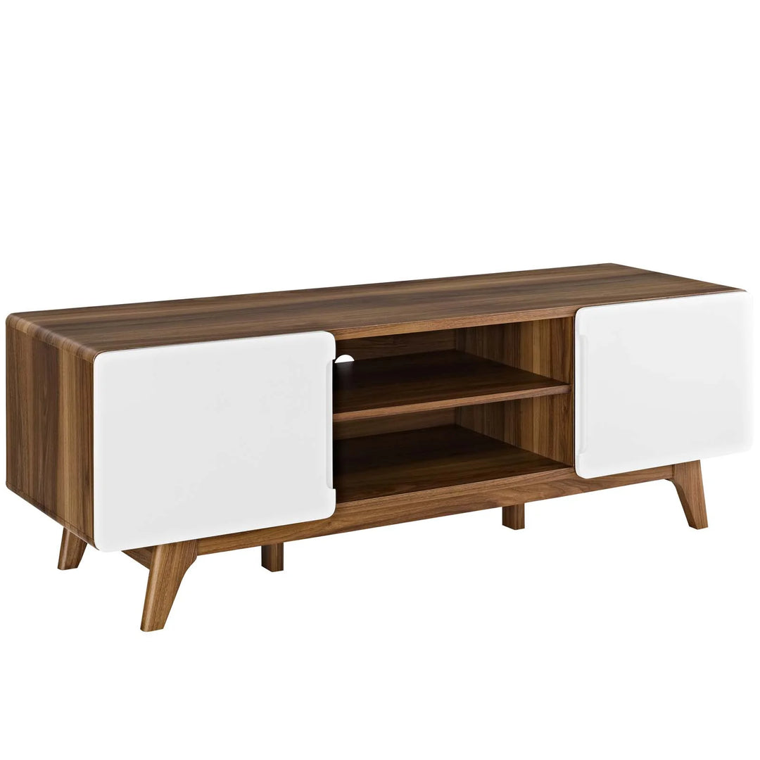 Mueble para TV 59” Hades color café con puertas blancas.