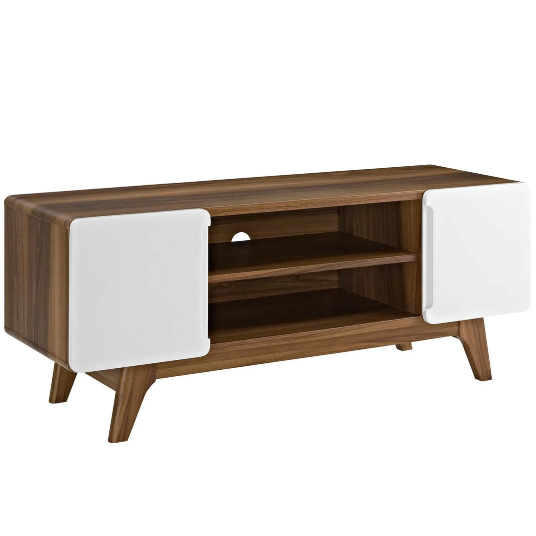 Mueble para TV 47” Hades color café con puertas blancas.