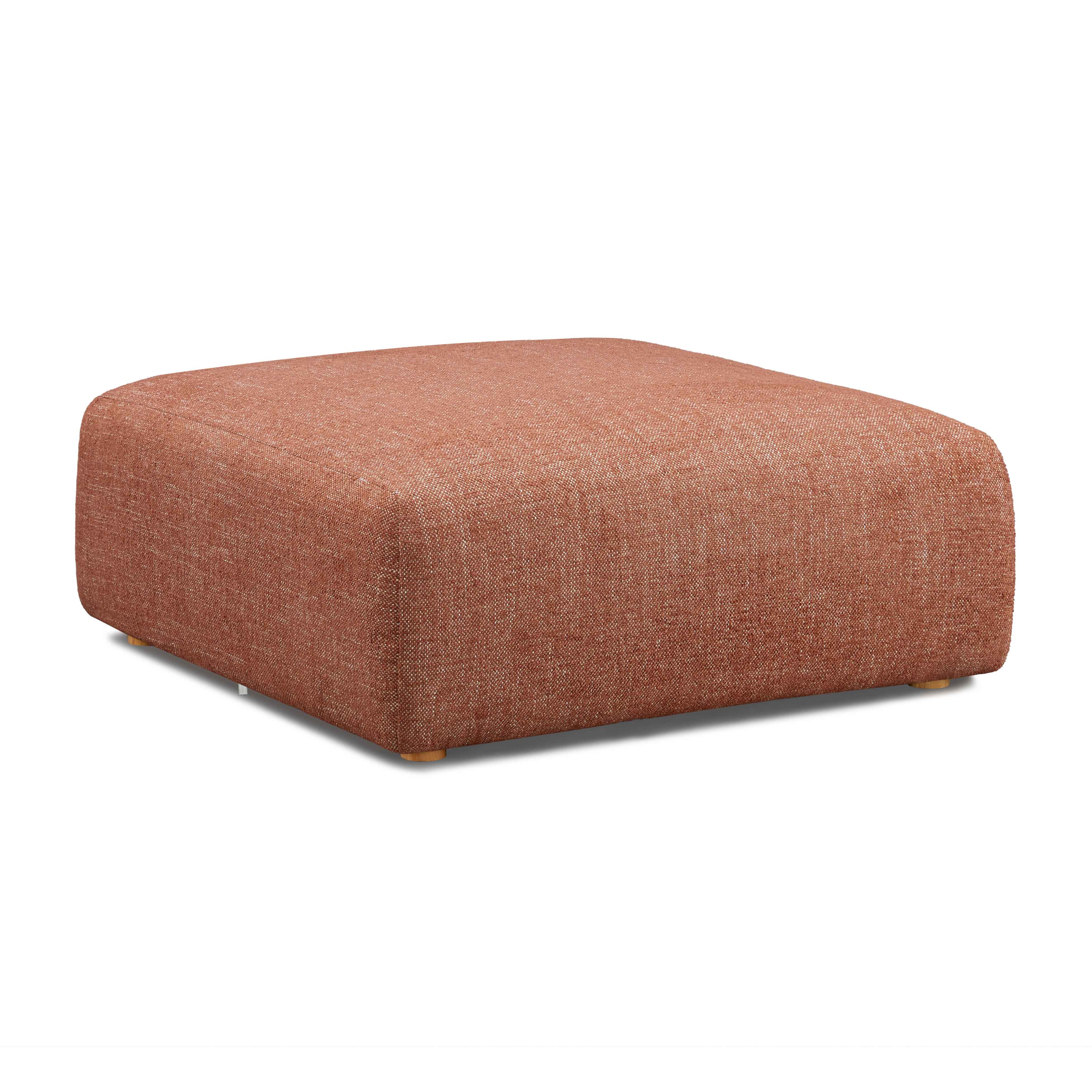 Ottoman Emory de tela gruesa texturizada color rojo.