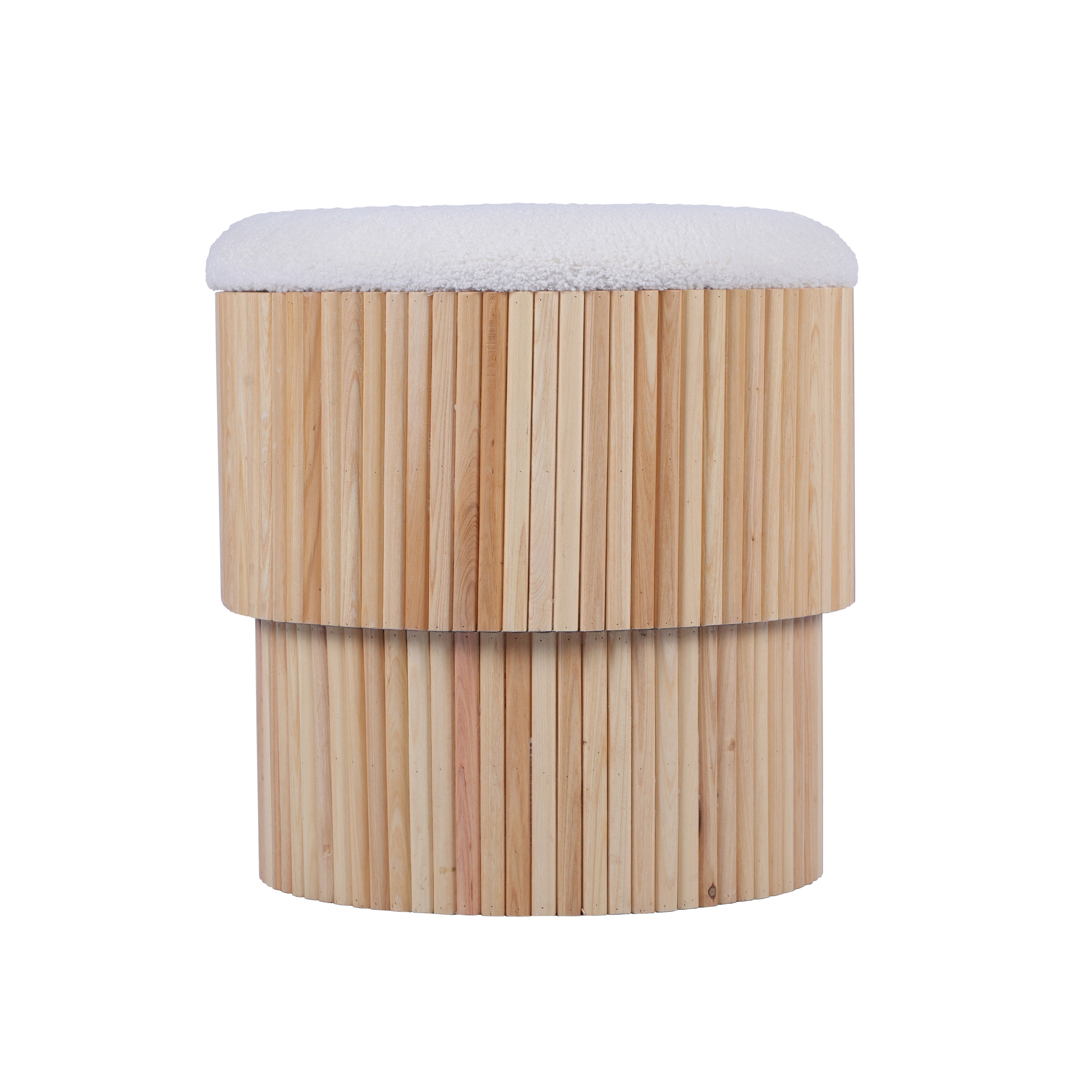 Ottoman acanalado con almacenaje Althea color blanco.