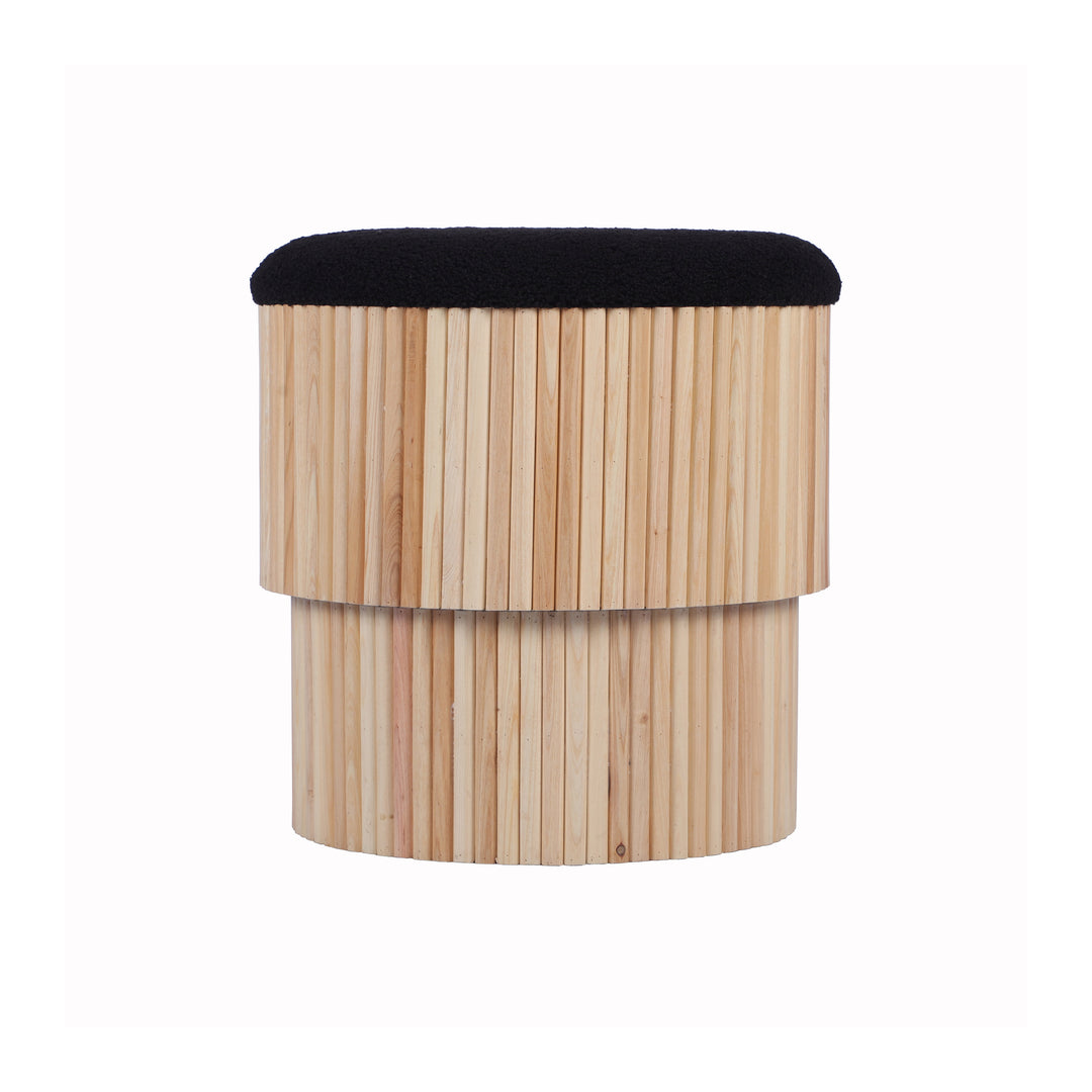 Ottoman acanalado con almacenaje Althea color negro.