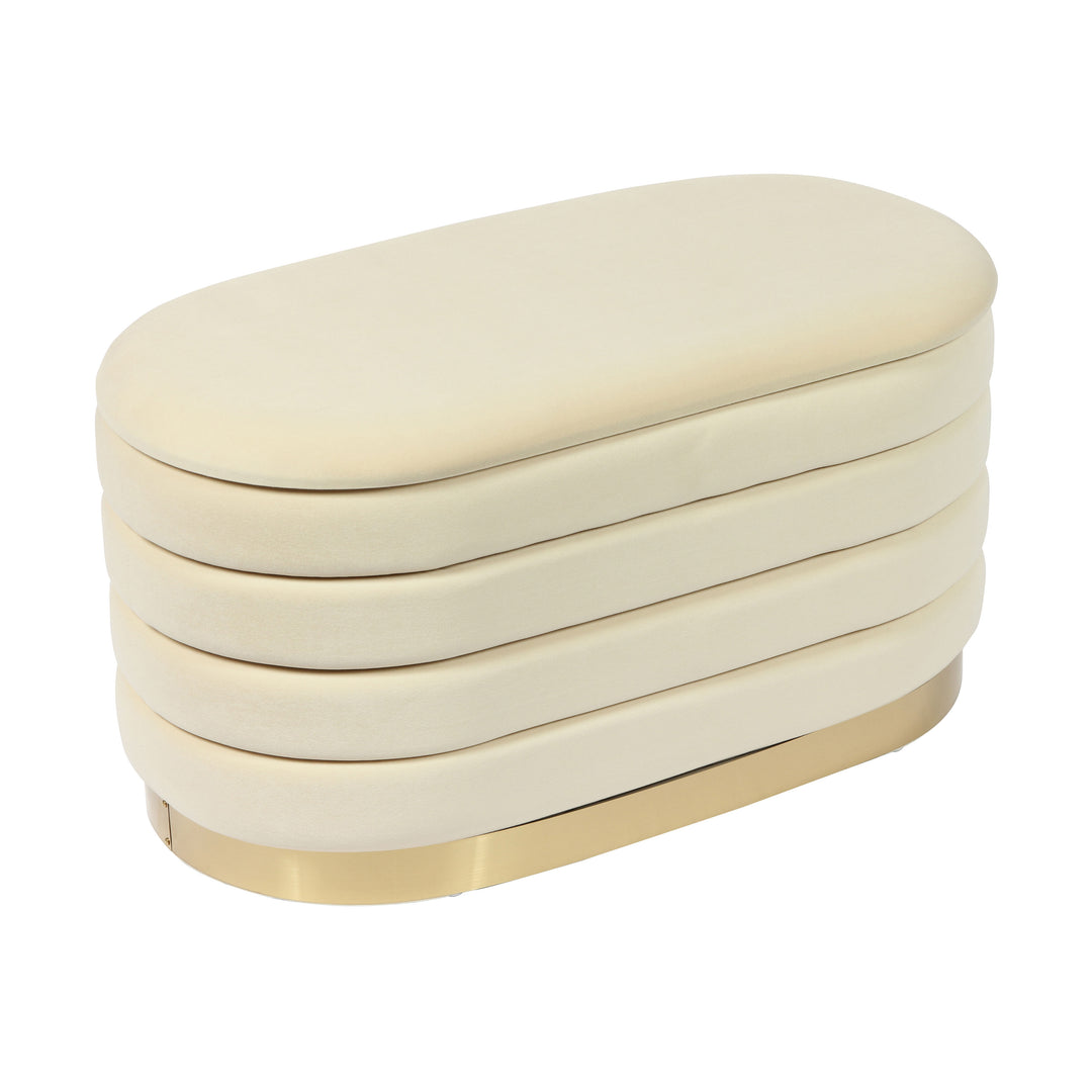 Ottoman con almacenaje de terciopelo crema Petrus.