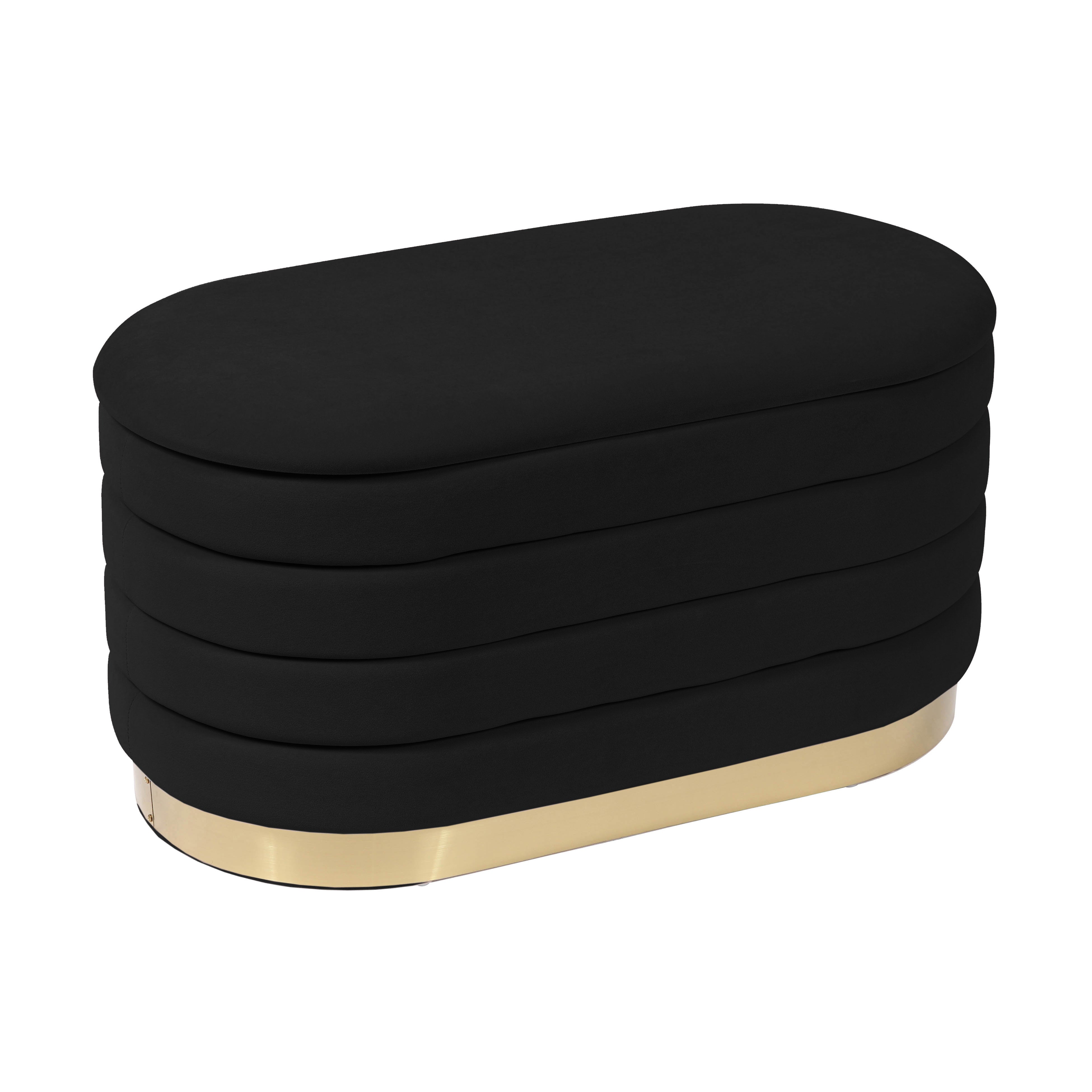 Ottoman con almacenaje de terciopelo negro Petrus.