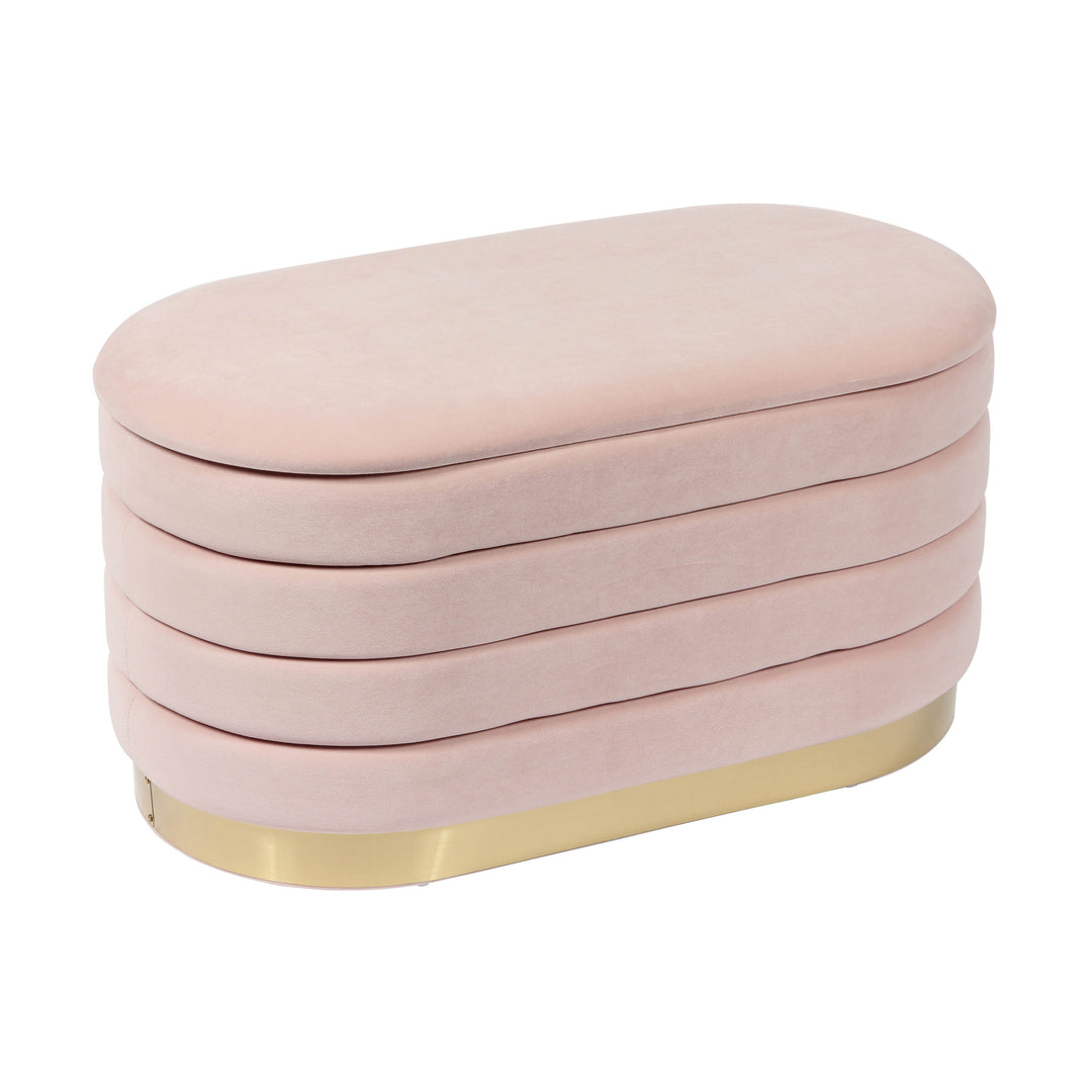 Ottoman con almacenaje de terciopelo rosa Petrus.