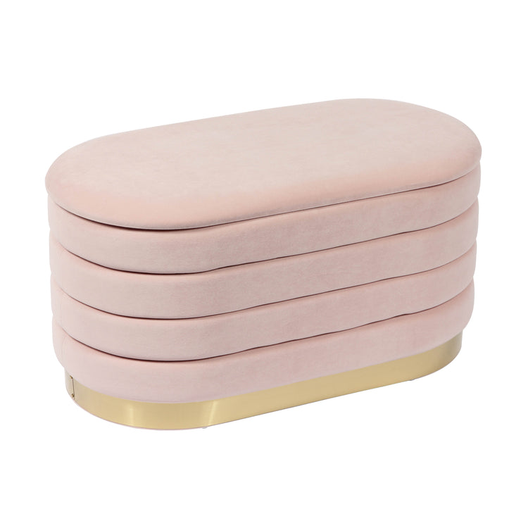 Ottoman con almacenaje de terciopelo rosa Petrus.
