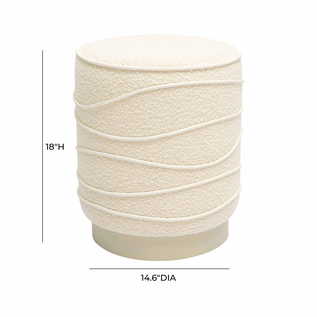 Ottoman de boucle crema Demetre dimensiones.