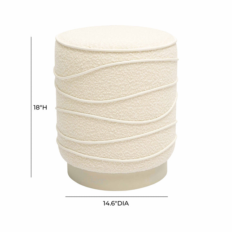 Ottoman de boucle crema Demetre dimensiones.