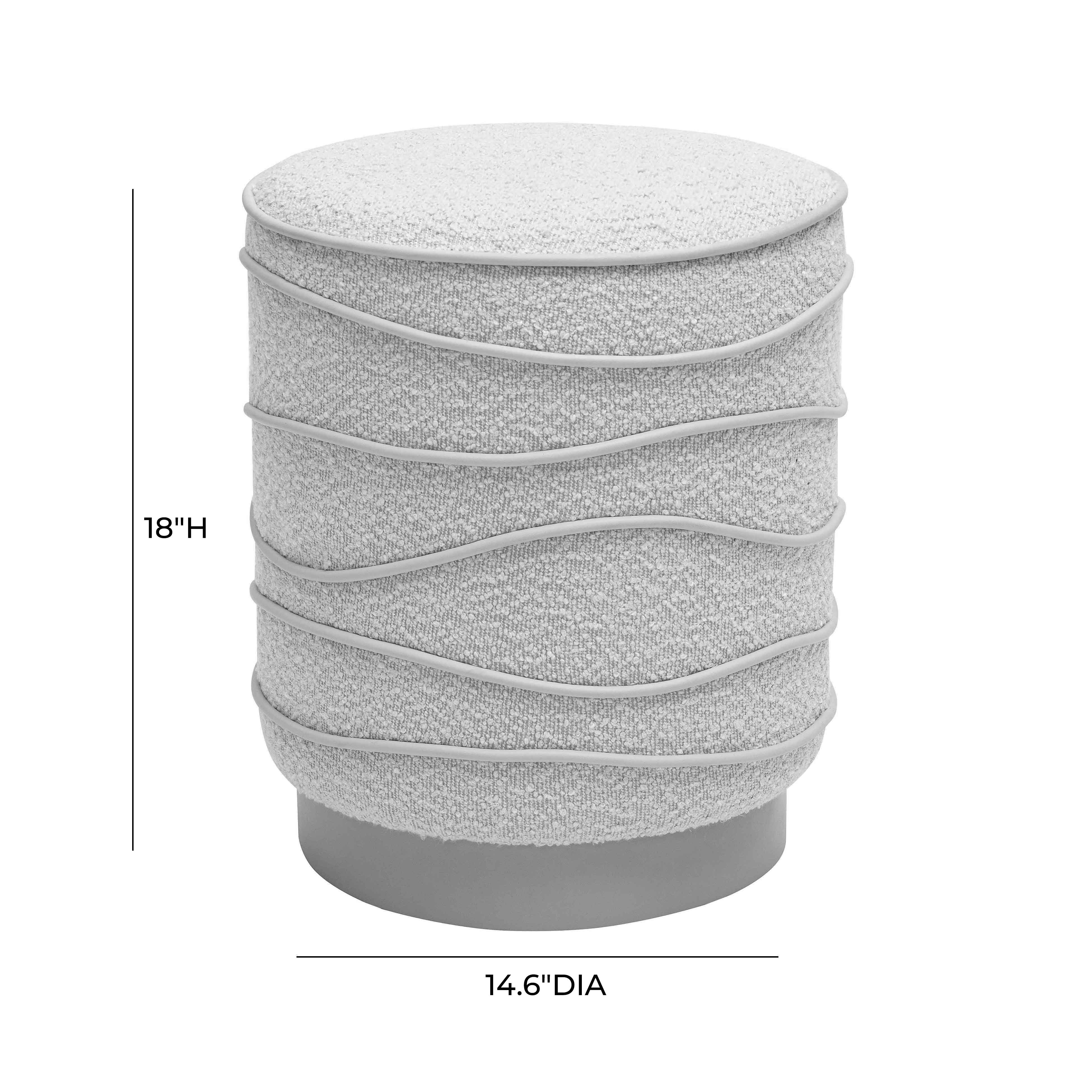 Ottoman de boucle gris Demetre dimensiones.