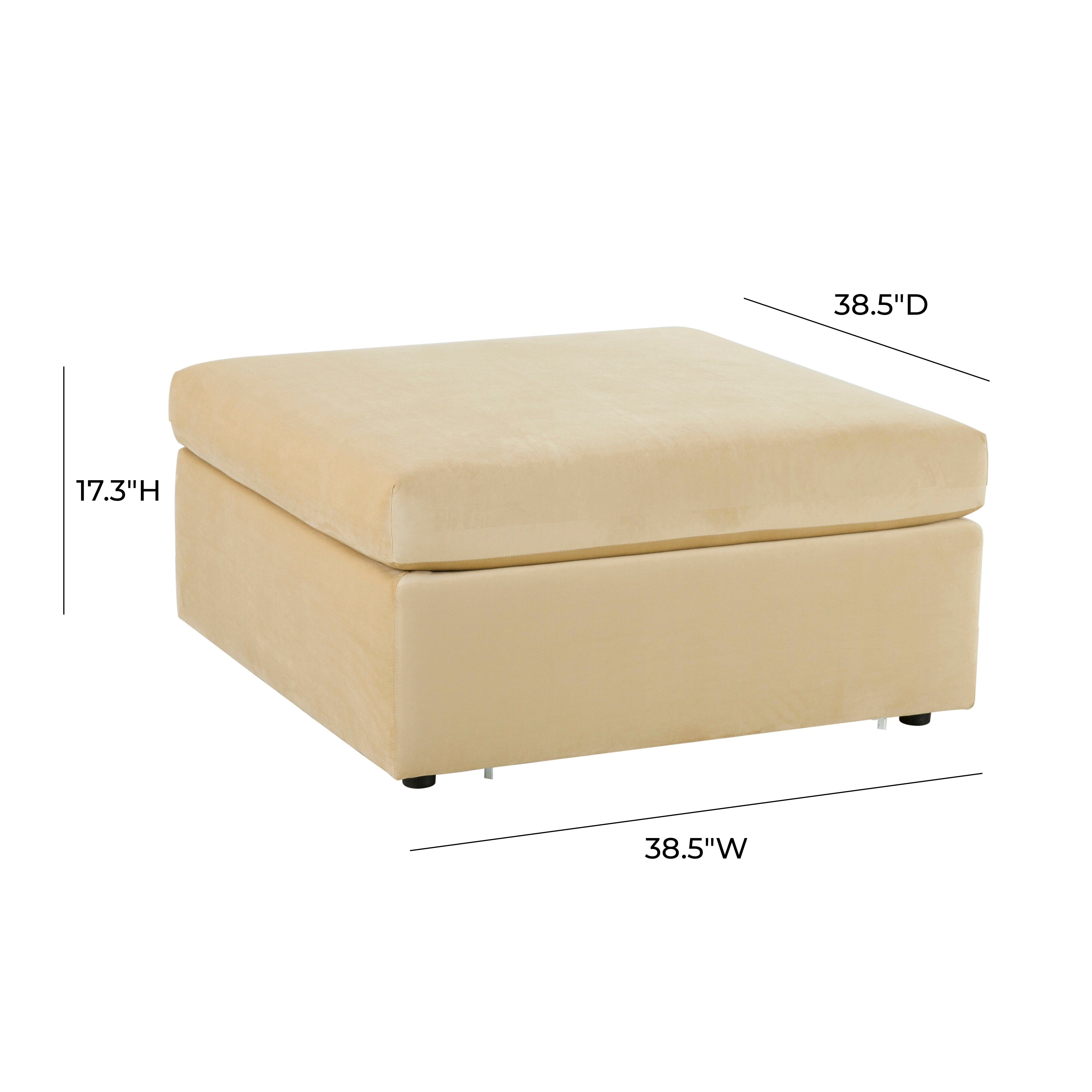 Ottoman de terciopelo Hani color Beige dimensiones.