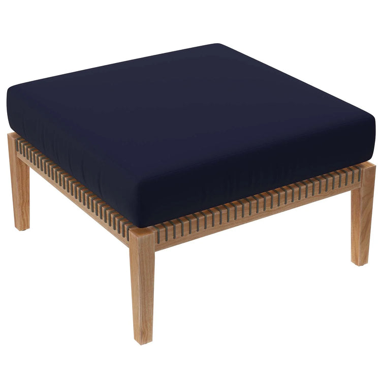 Ottoman para exterior de teca color azul Monni.
