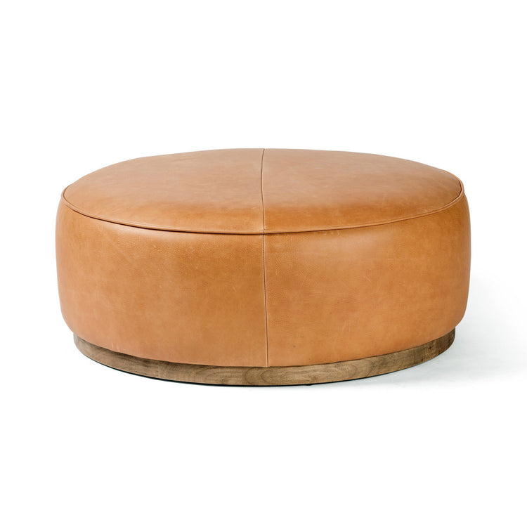 Ottoman redondo grande Helin color caramelo de palermo.