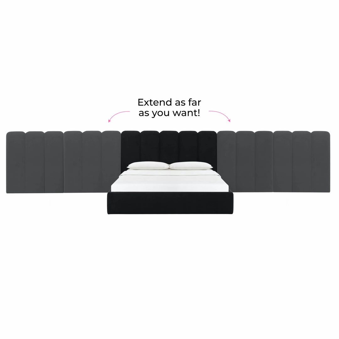 Par de alas para cama Queen o King Edessa terciopelo negro expandible.