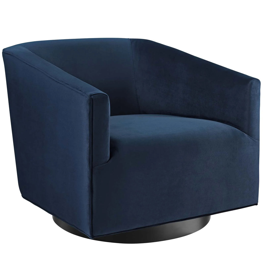 Silla de acento giratoria de terciopelo Eliar azul con negro satinado