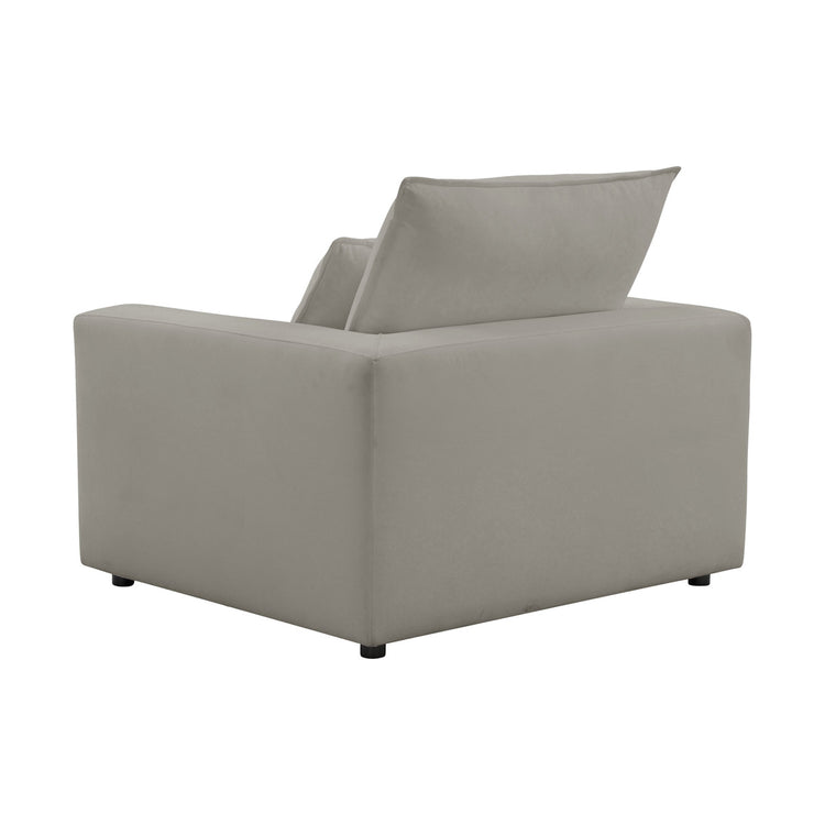 Silla de acento Lucía color gris de espaldas.