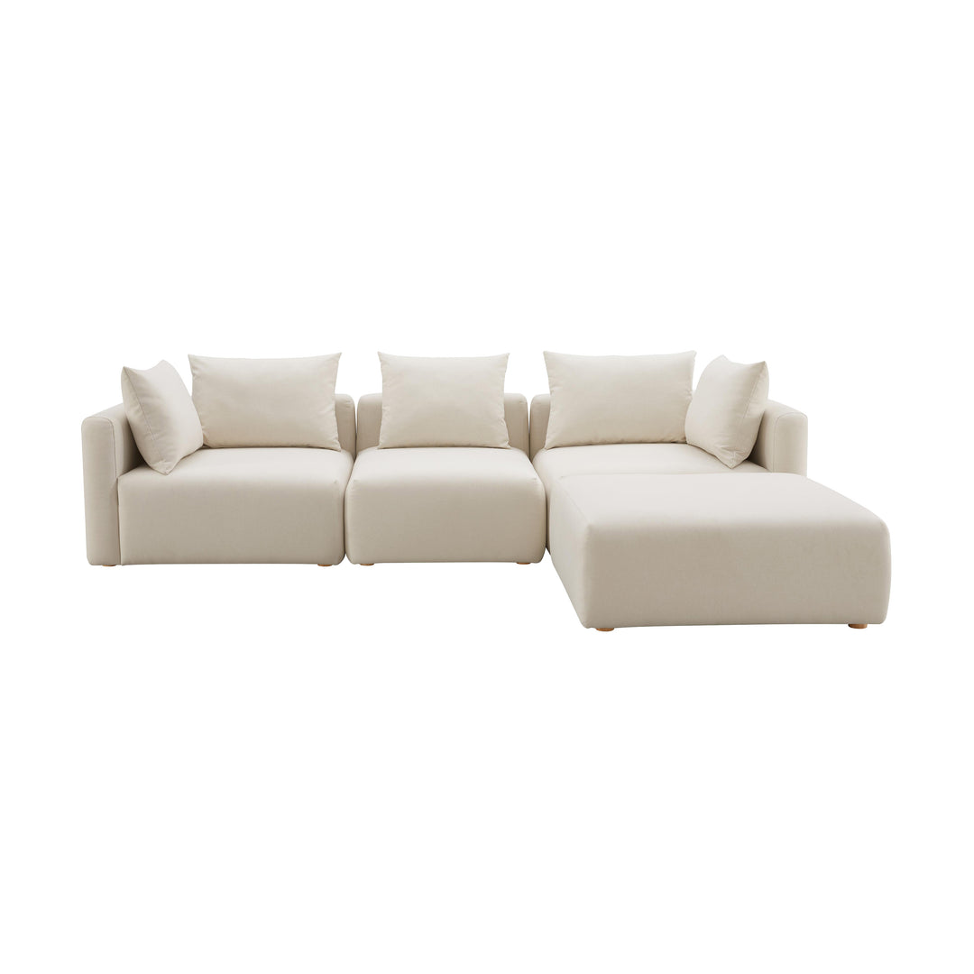 Seccional modular de 4 piezas Emory de lino color crema.