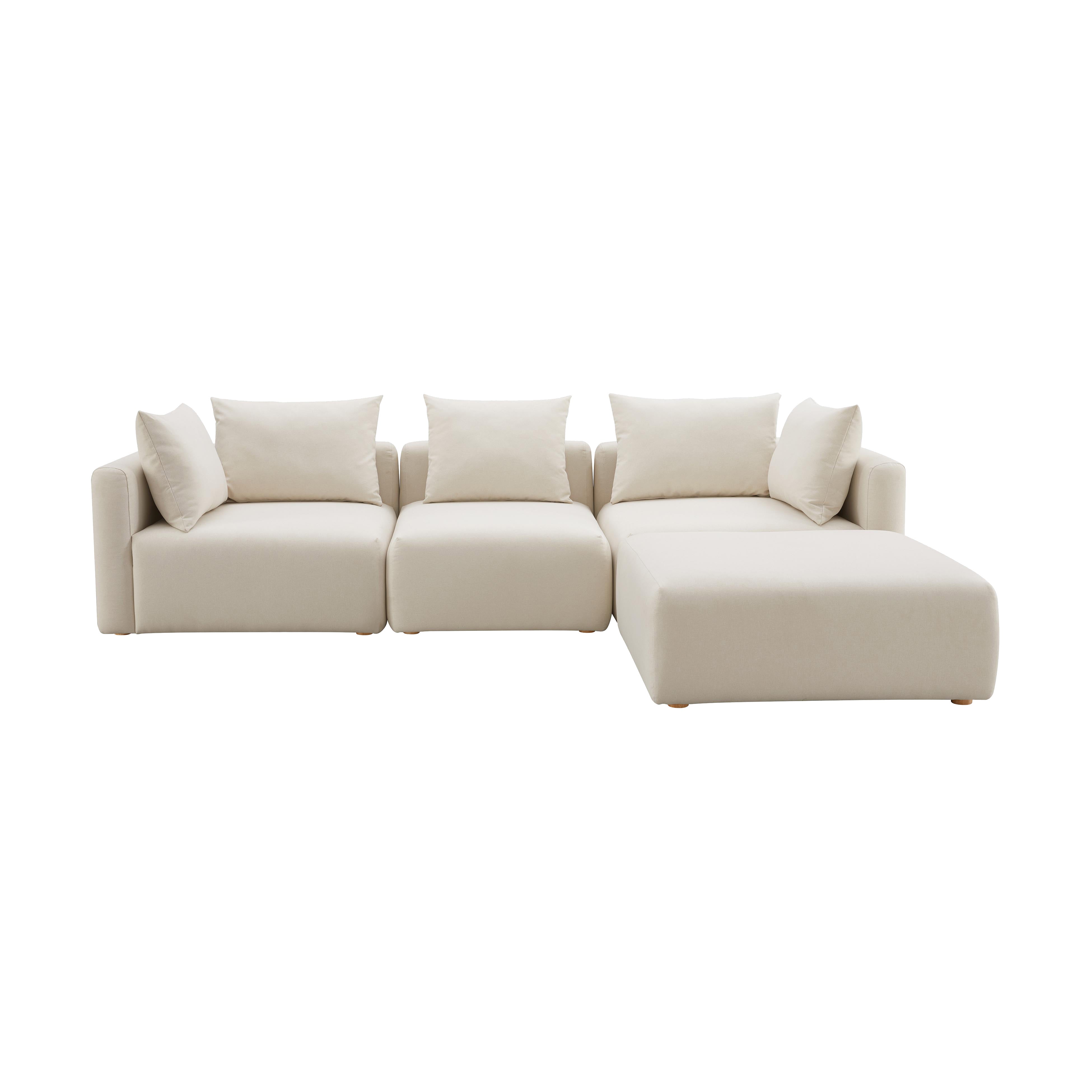 Seccional modular de 4 piezas Emory de lino color crema.