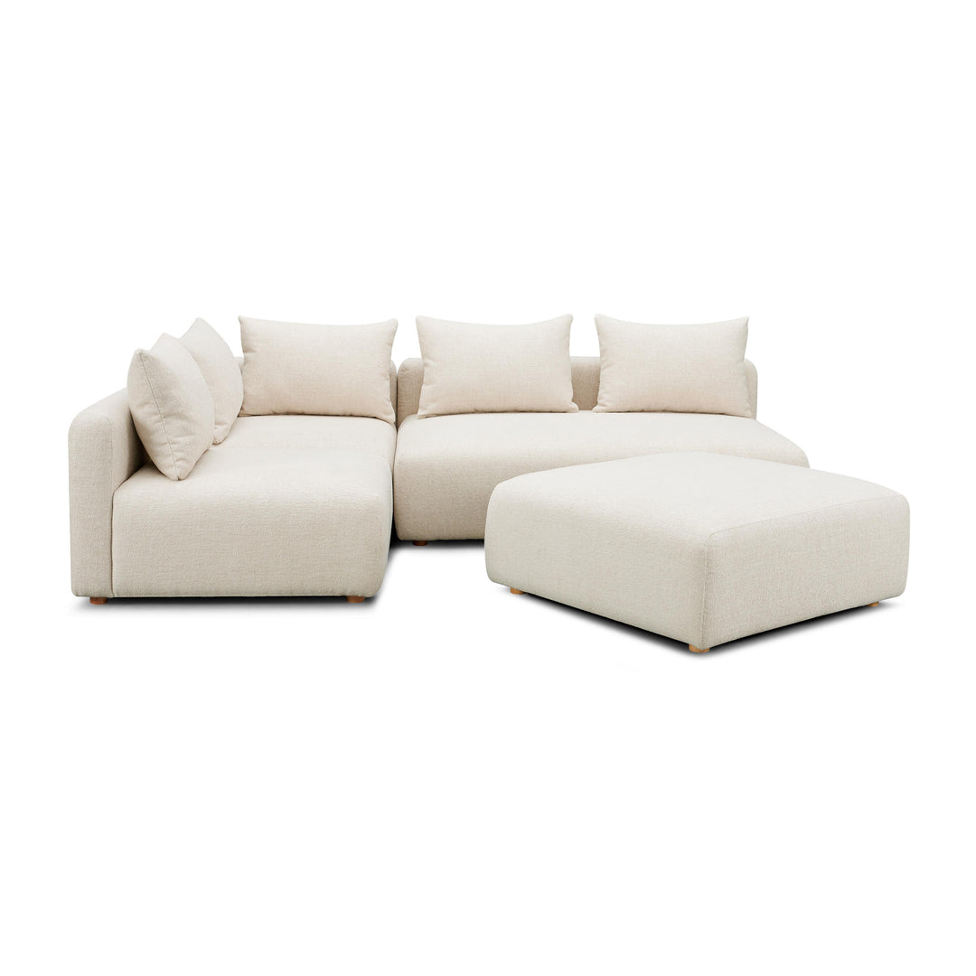 Seccional modular de 4 piezas Emory sin descansabrazos de tela texturizada gruesa color crema.