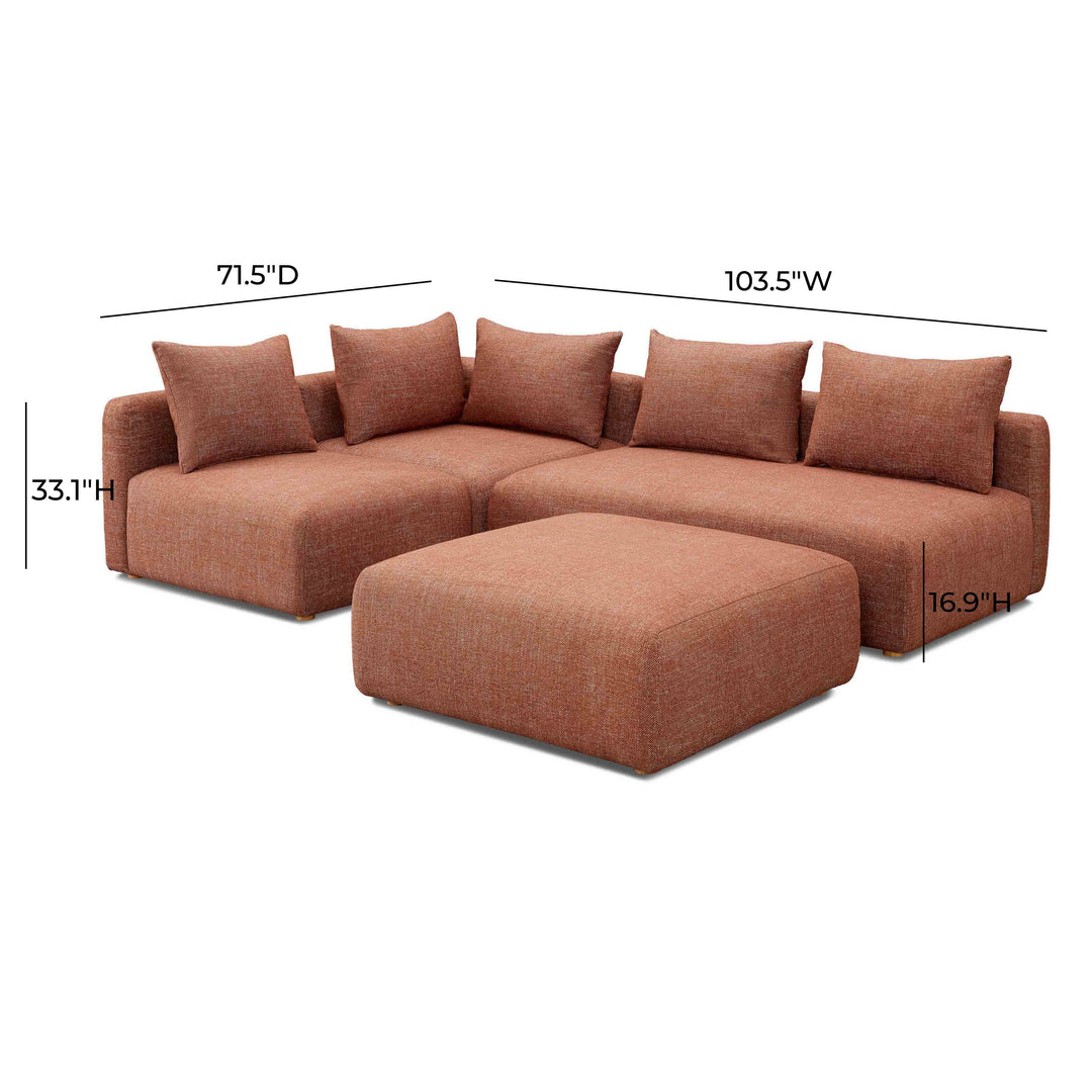 Seccional modular de 4 piezas Emory sin descansabrazos