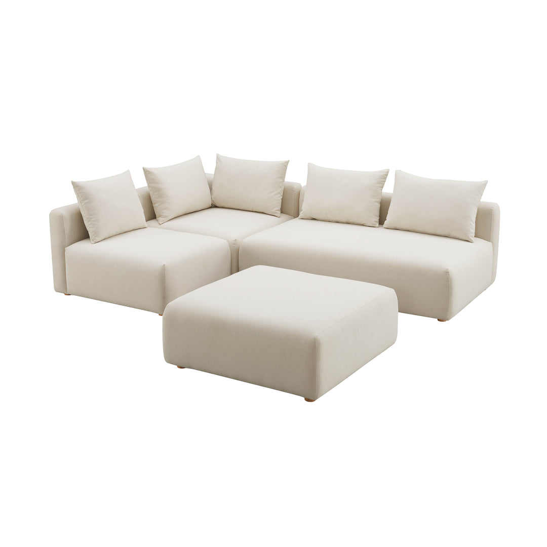 Seccional modular de 4 piezas Emory sin descansabrazos de lino color crema.