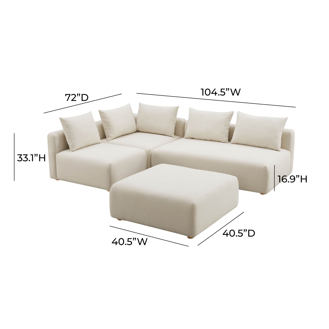 Seccional modular de 4 piezas Emory sin descansabrazos