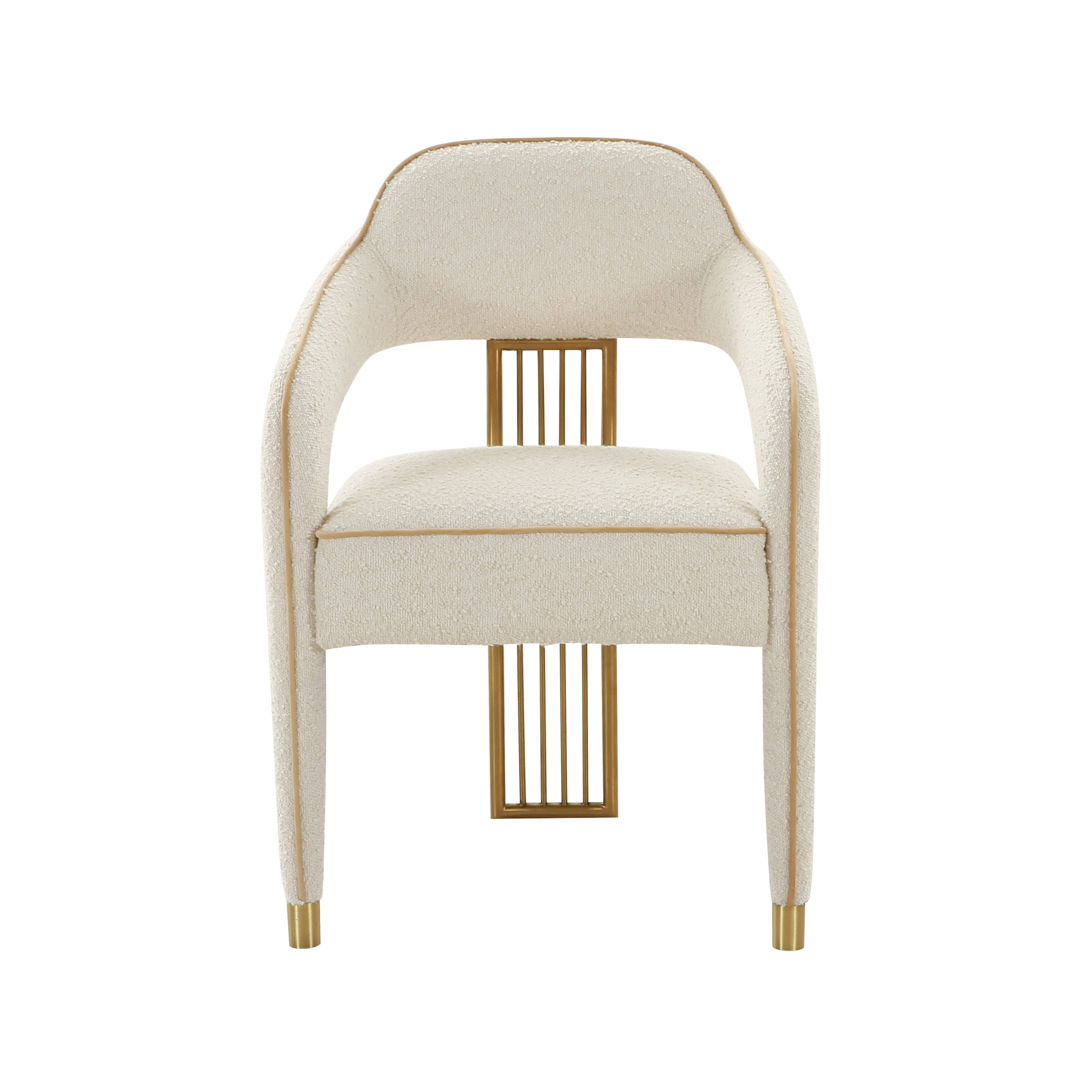 Silla de Boucle crema para comedor Cullen de frente.