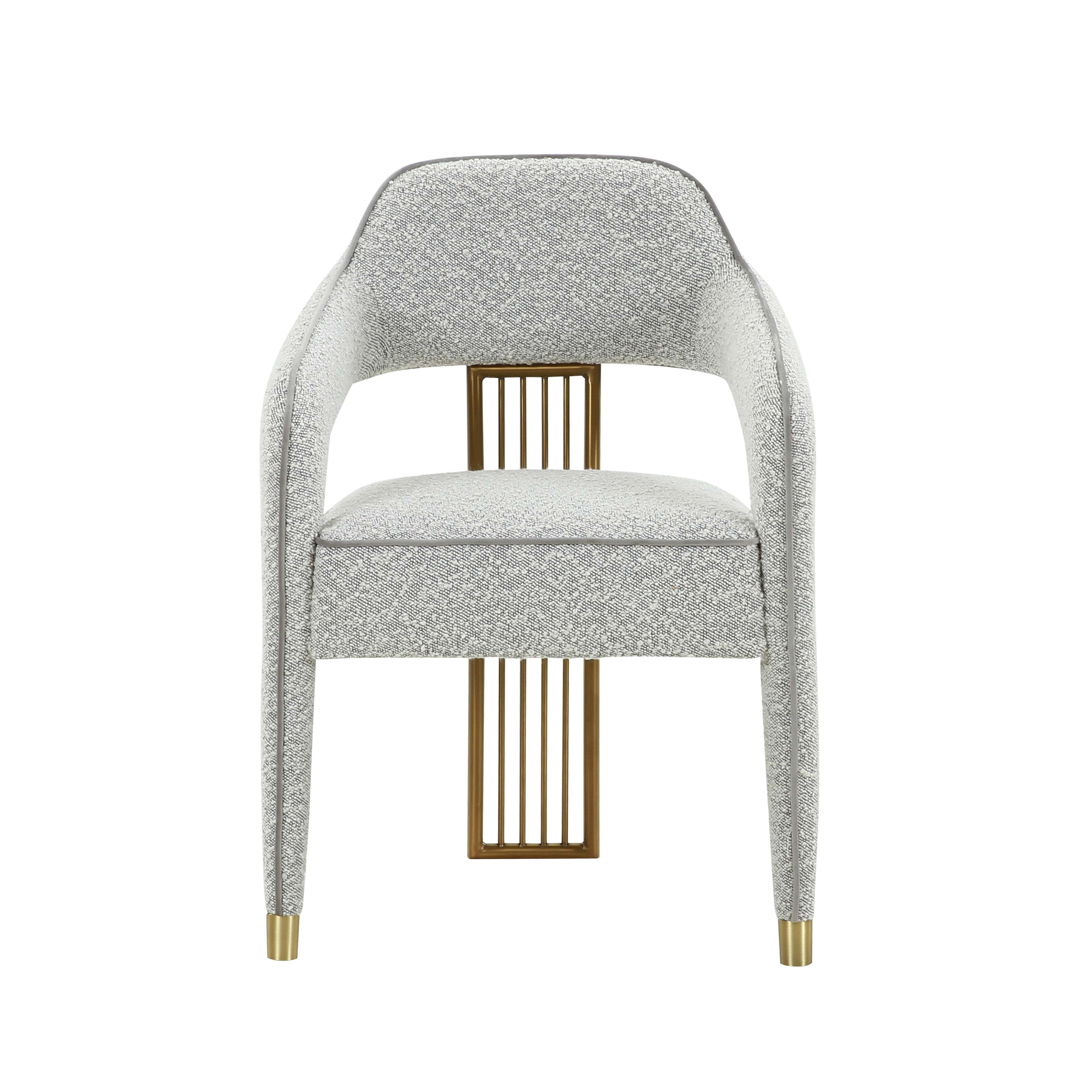 Silla de Boucle gris para comedor Cullen de frente.