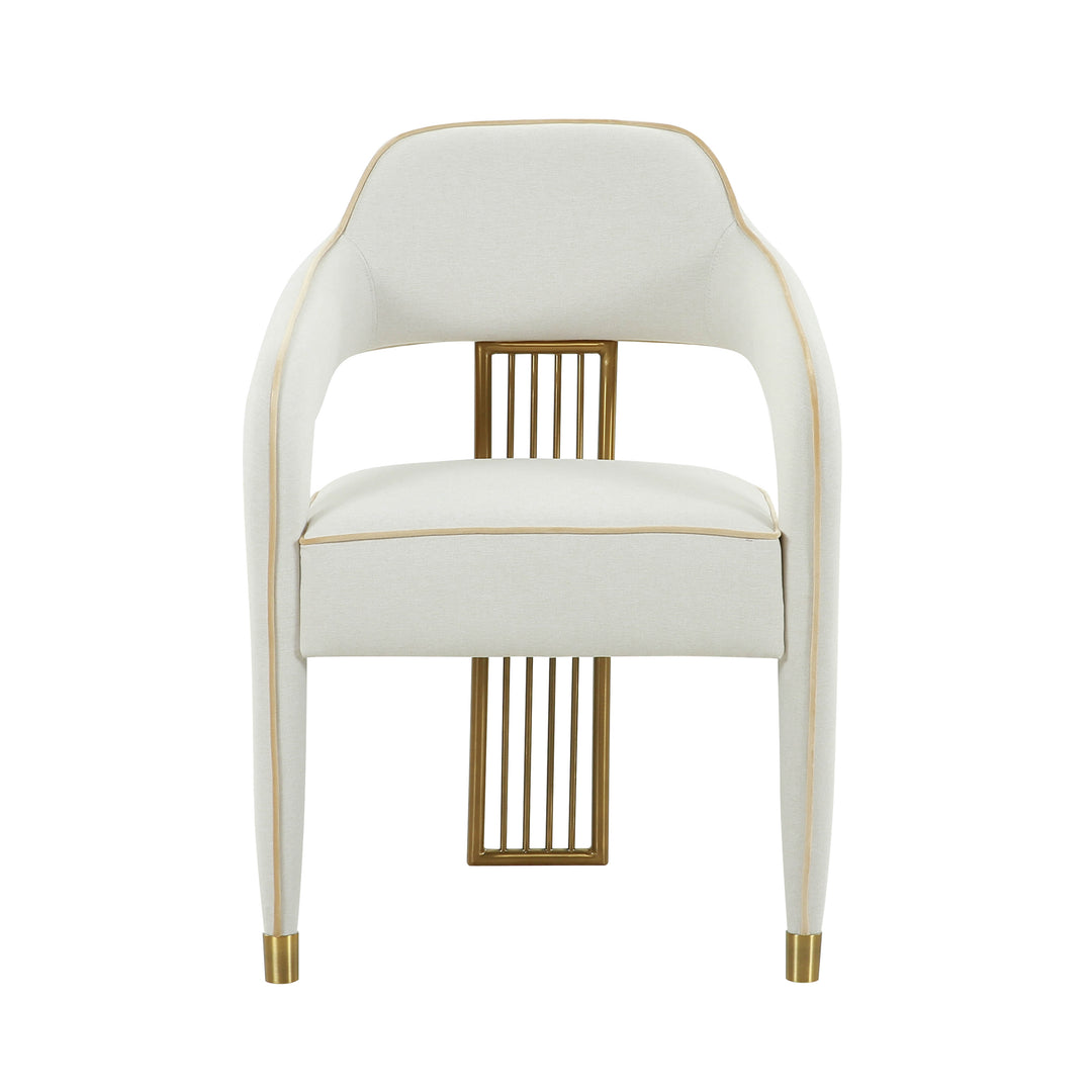 Silla de Lino crema para comedor Cullen de frente.