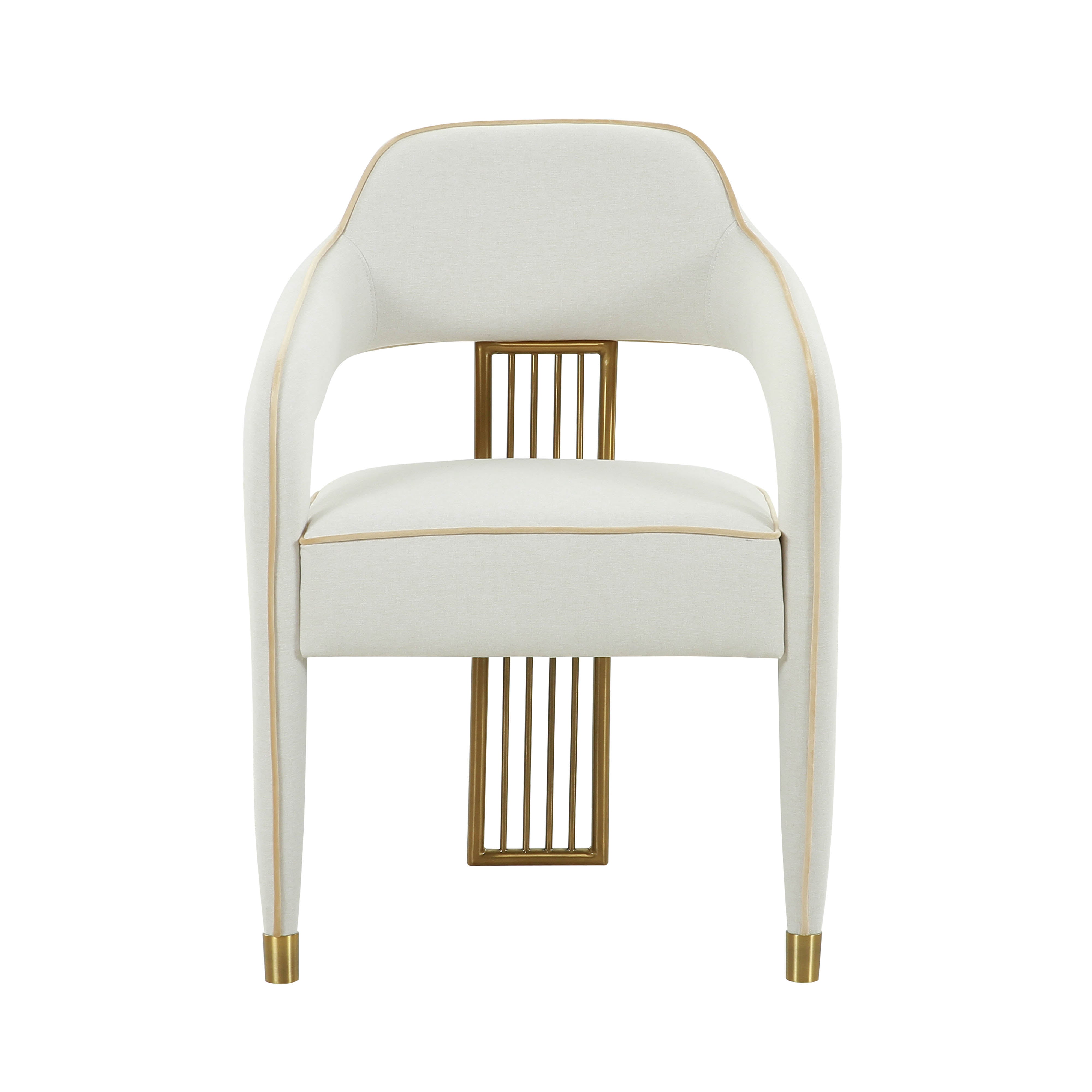 Silla de Lino crema para comedor Cullen de frente.