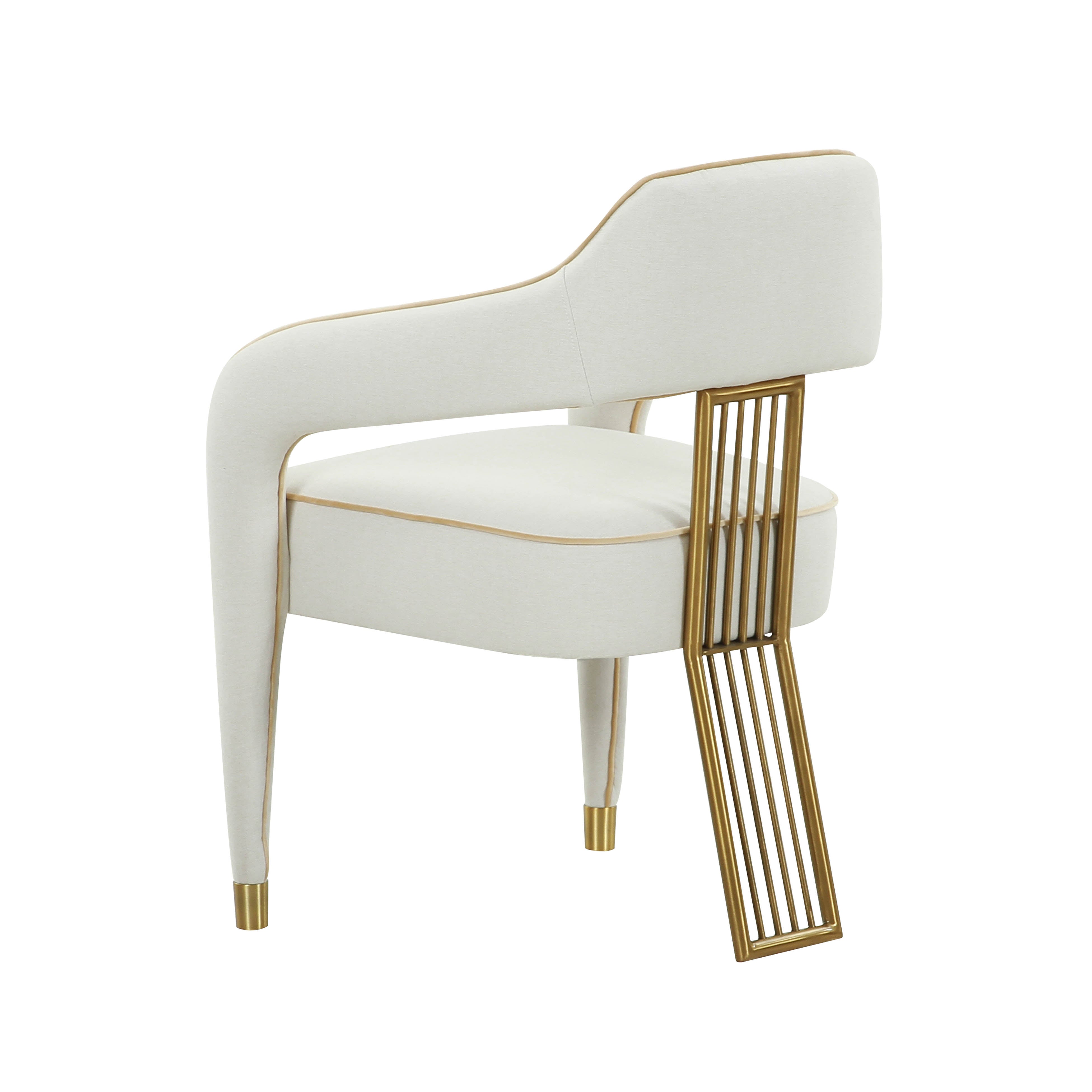 Silla de Lino crema para comedor Cullen de espaldas.