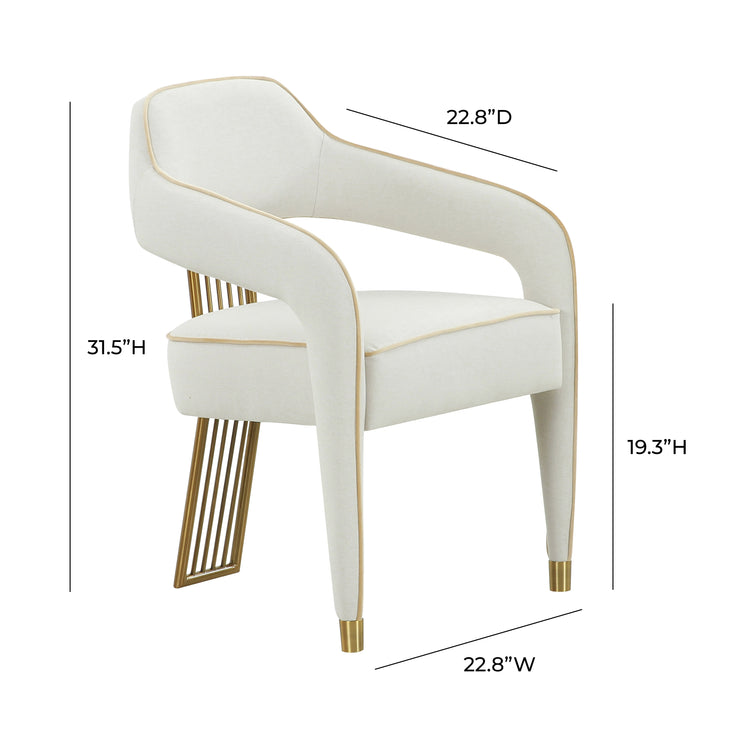 Silla de Lino crema para comedor Cullen dimensiones.
