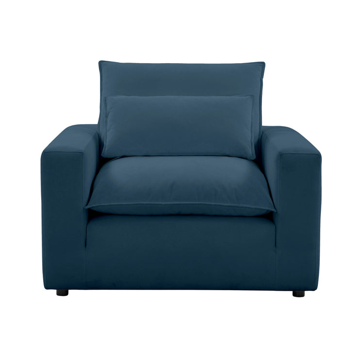 Silla de acento Lucía color azul de frente.