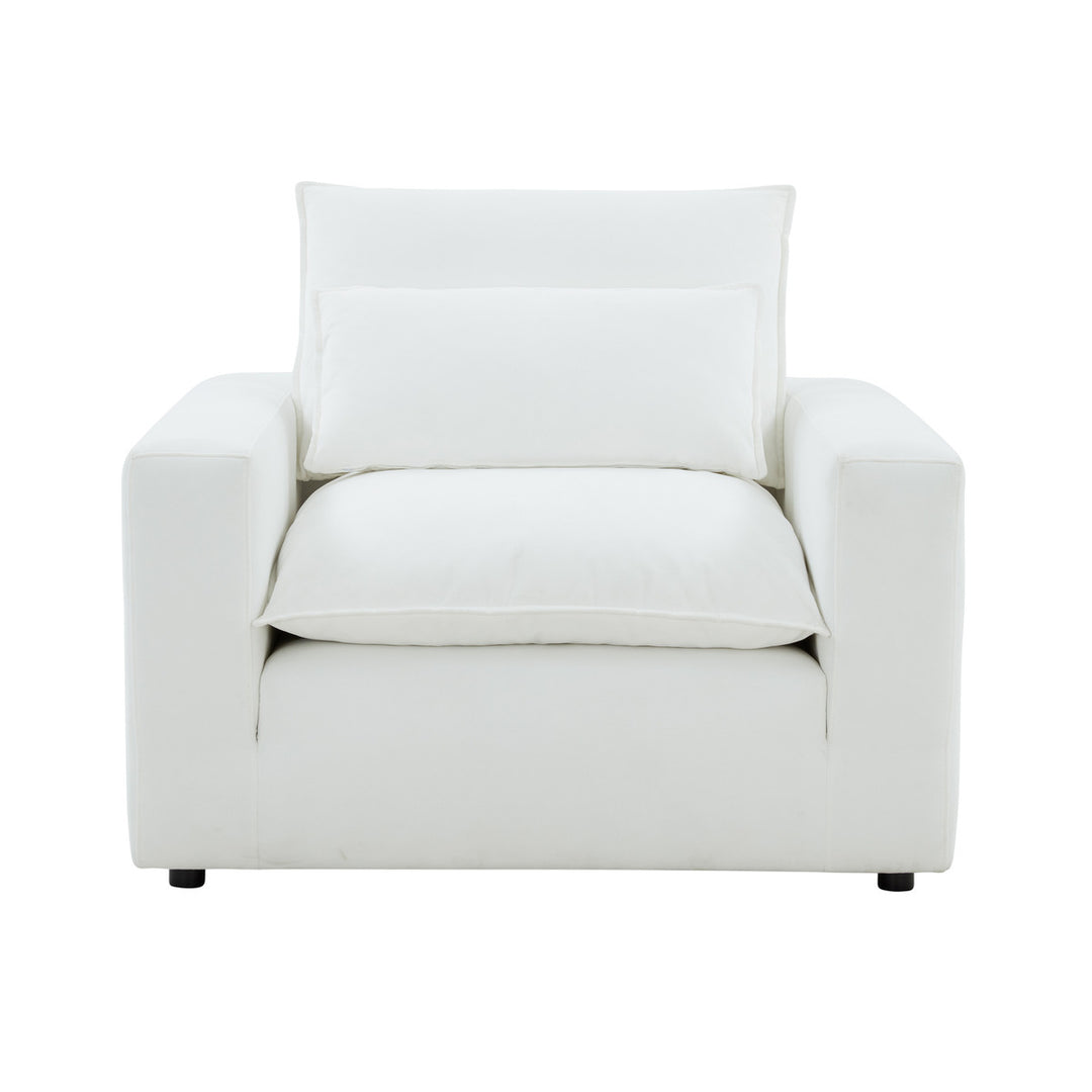 Silla de acento Lucía color blanco de frente.
