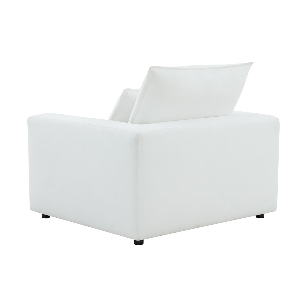 Silla de acento Lucía color blanco de espaldas.