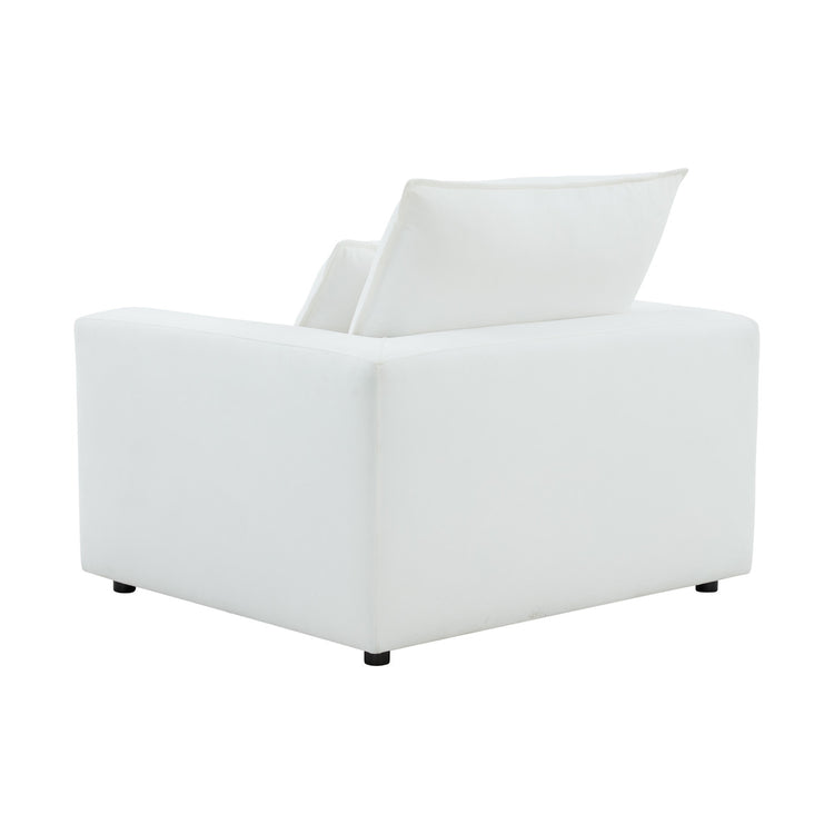 Silla de acento Lucía color blanco de espaldas.