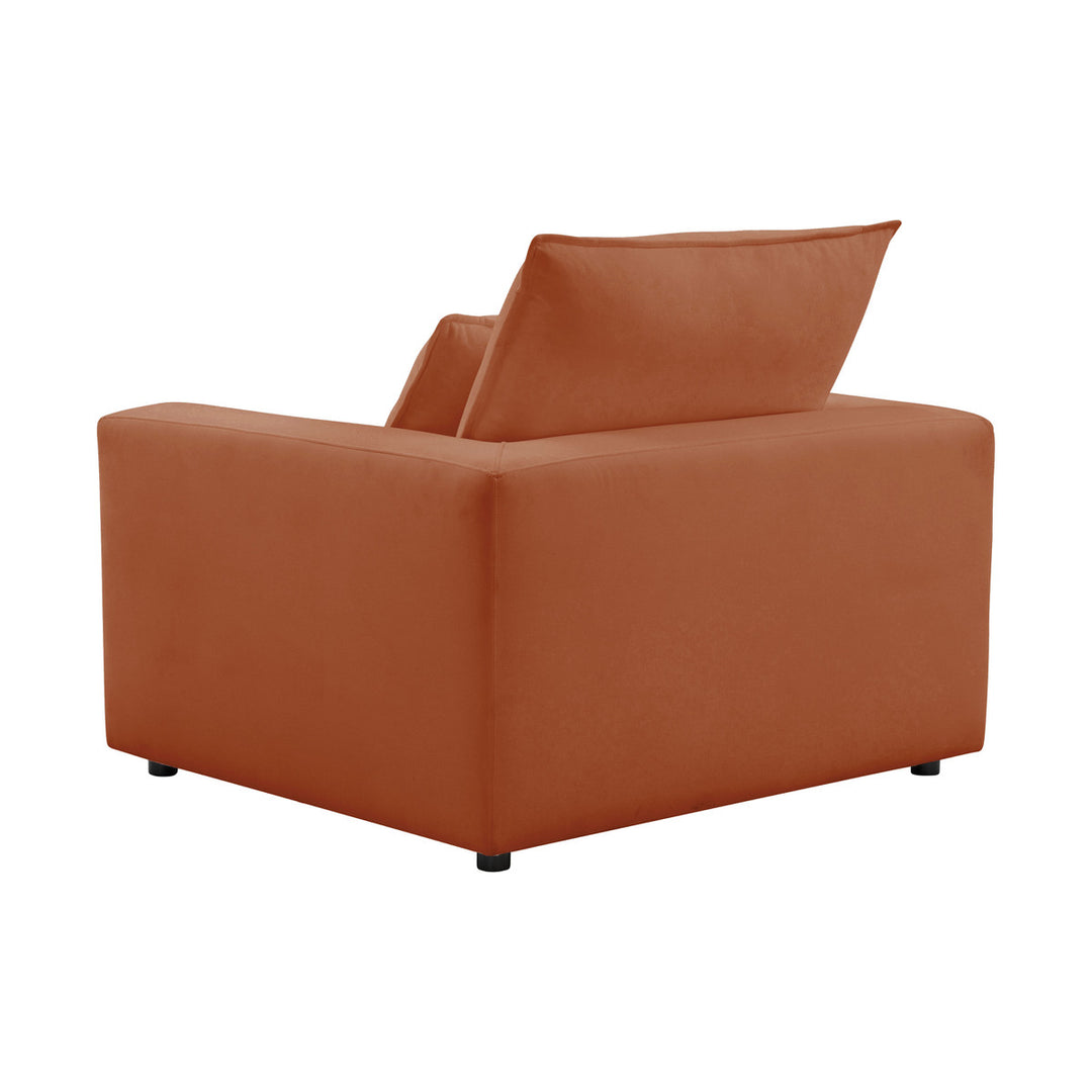 Silla de acento Lucía color cobre de espaldas.