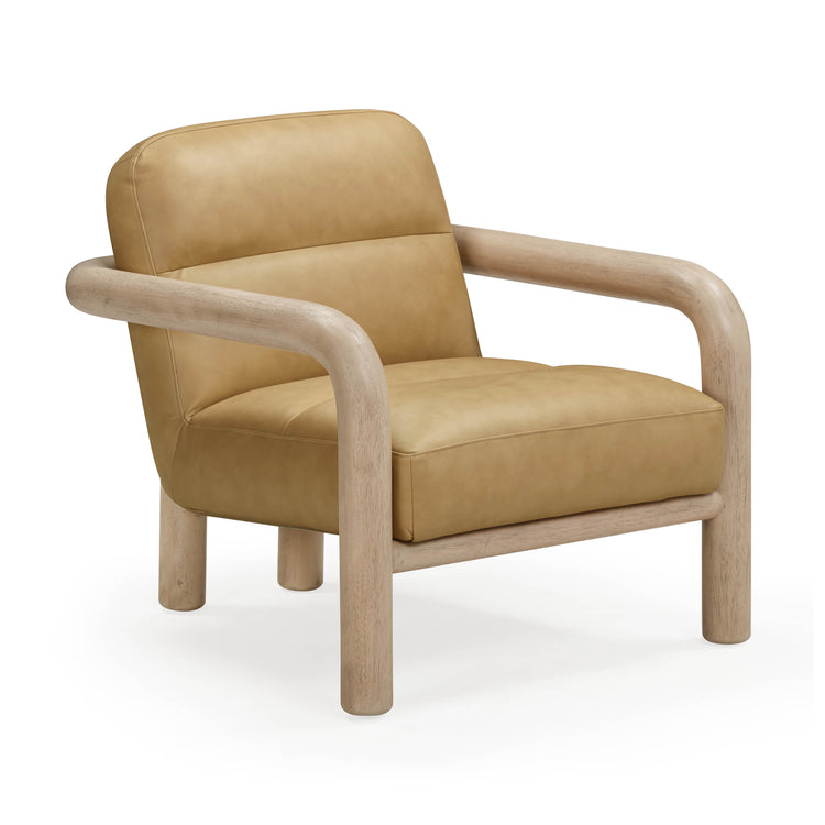 Silla de acento Zucarias en piel color bronceado.