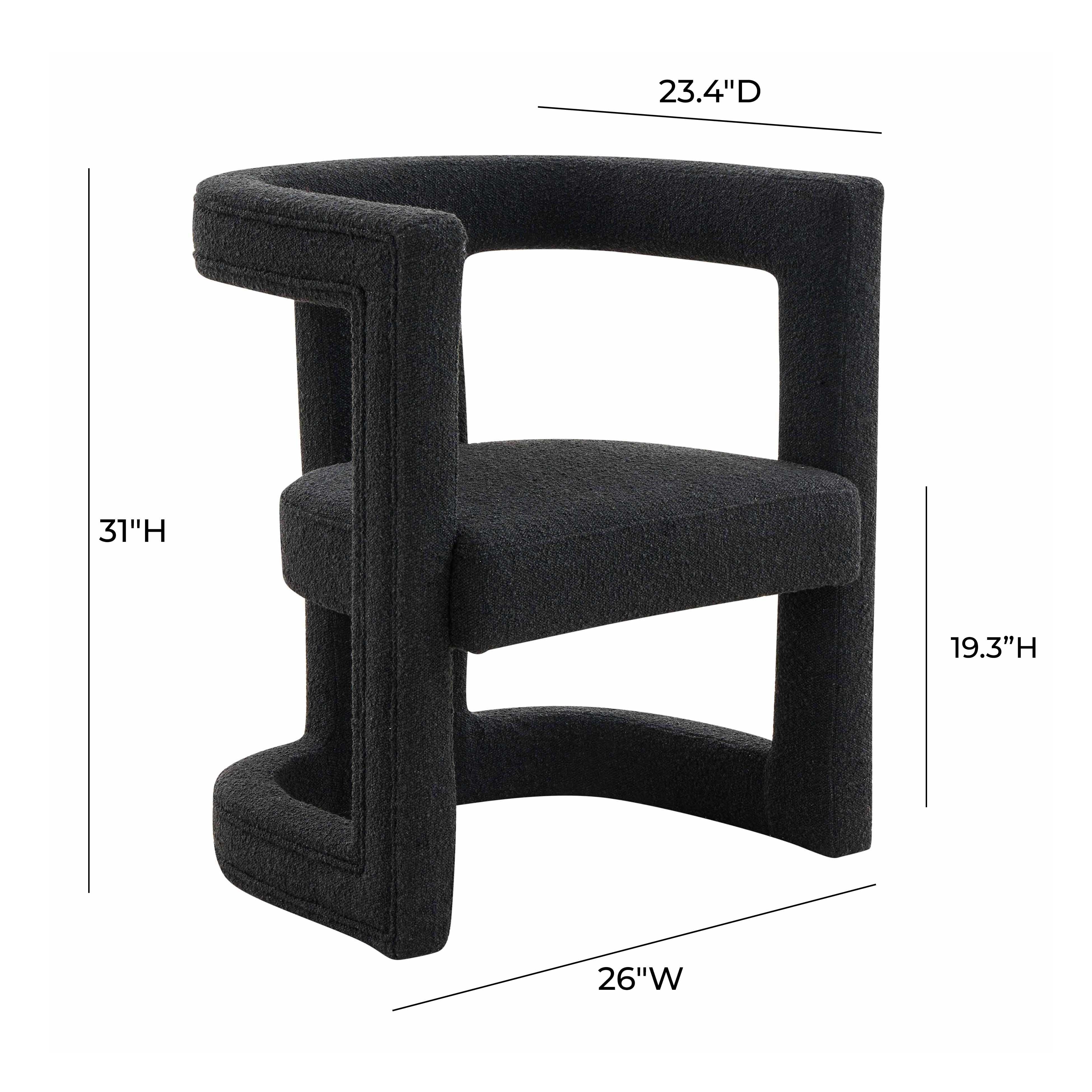 Silla de acento de Boucle negro Abantza dimensiones.