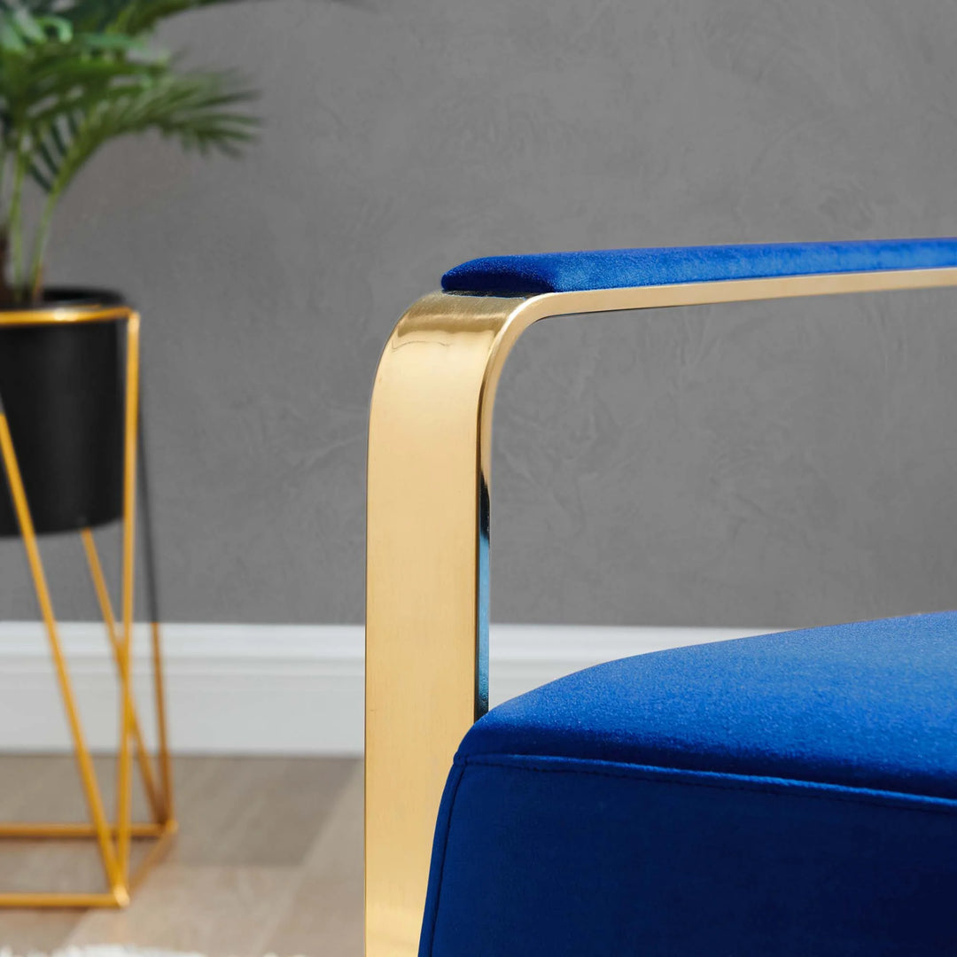 Silla de acento de acero inoxidable y terciopelo Izan