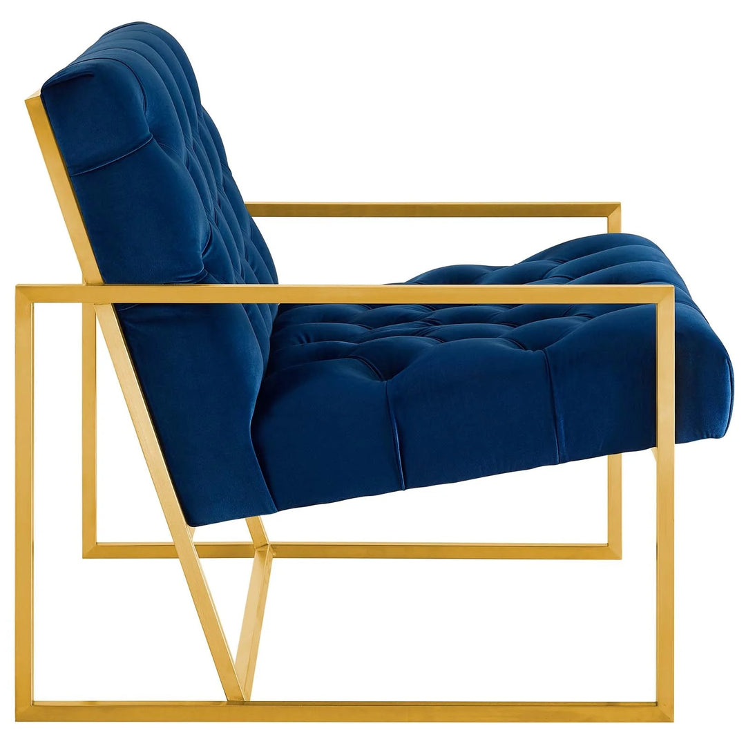 Silla de acento de acero inoxidable y terciopelo Vivante