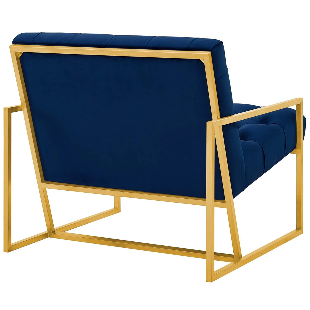 Silla de acento de acero inoxidable y terciopelo Vivante