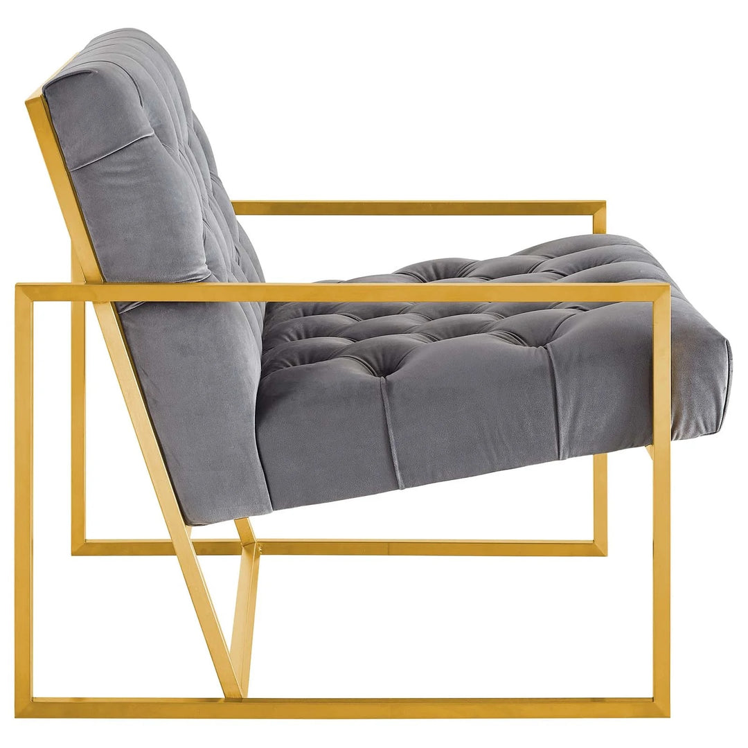 Silla de acento de acero inoxidable y terciopelo Vivante