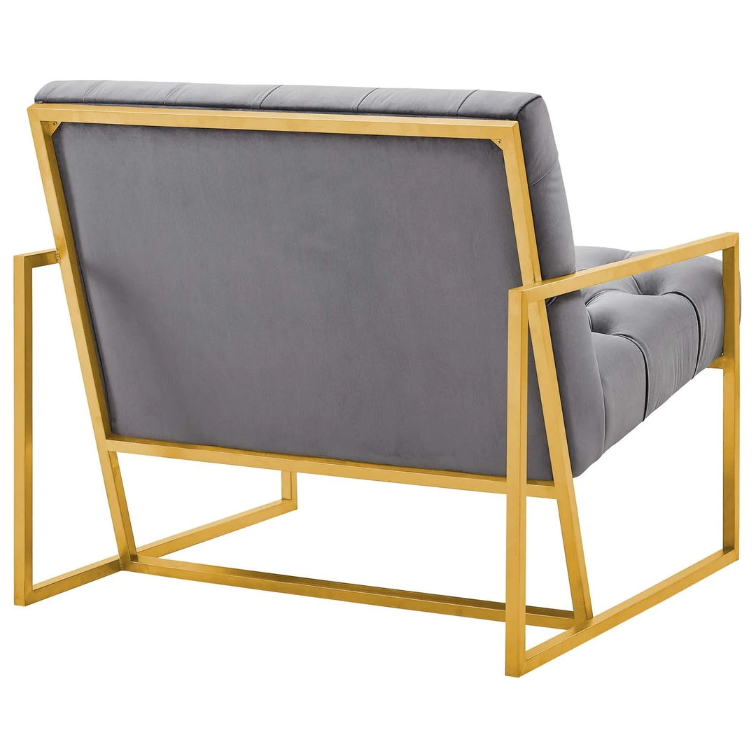Silla de acento de acero inoxidable y terciopelo Vivante