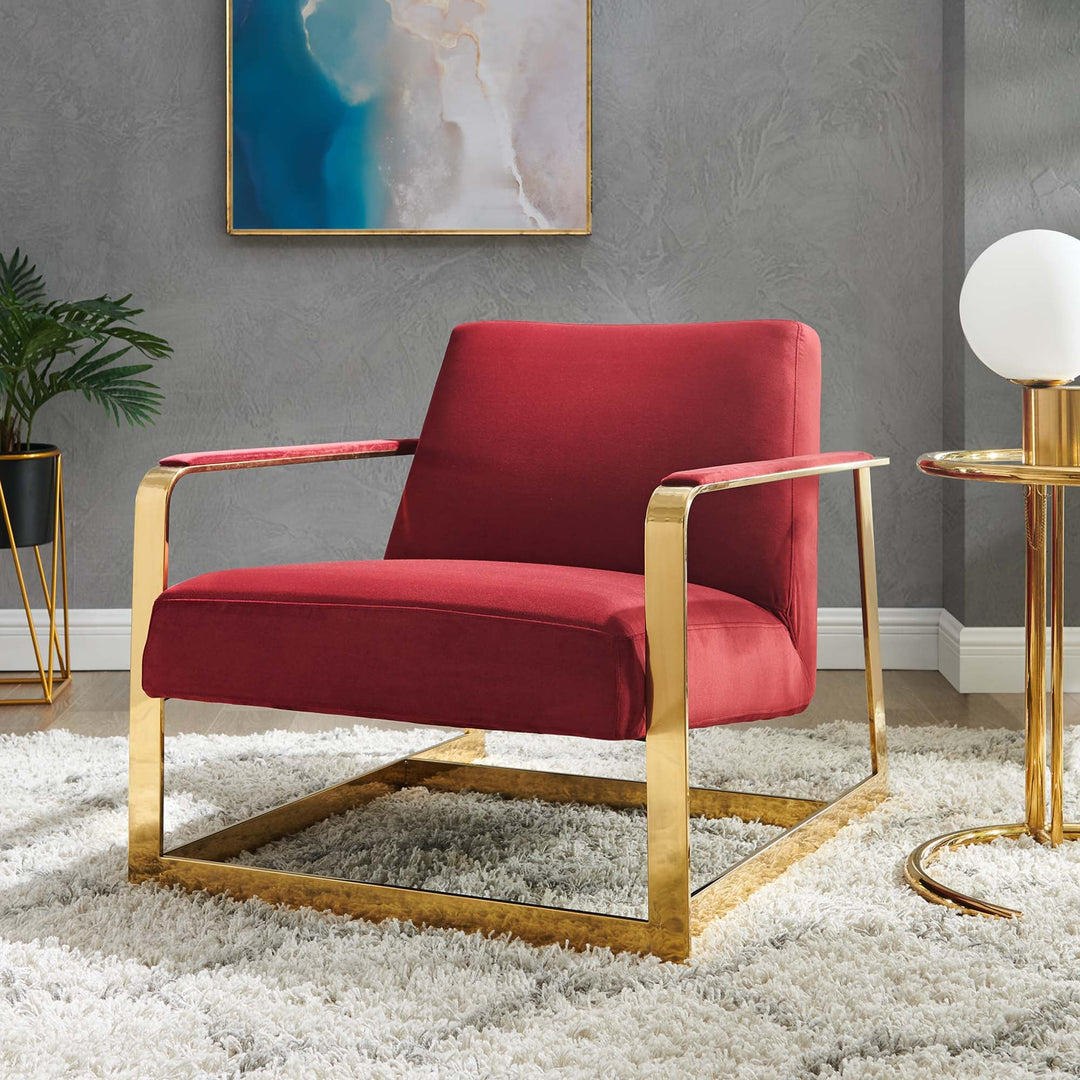 Silla de acento de acero inoxidable y terciopelo Izan