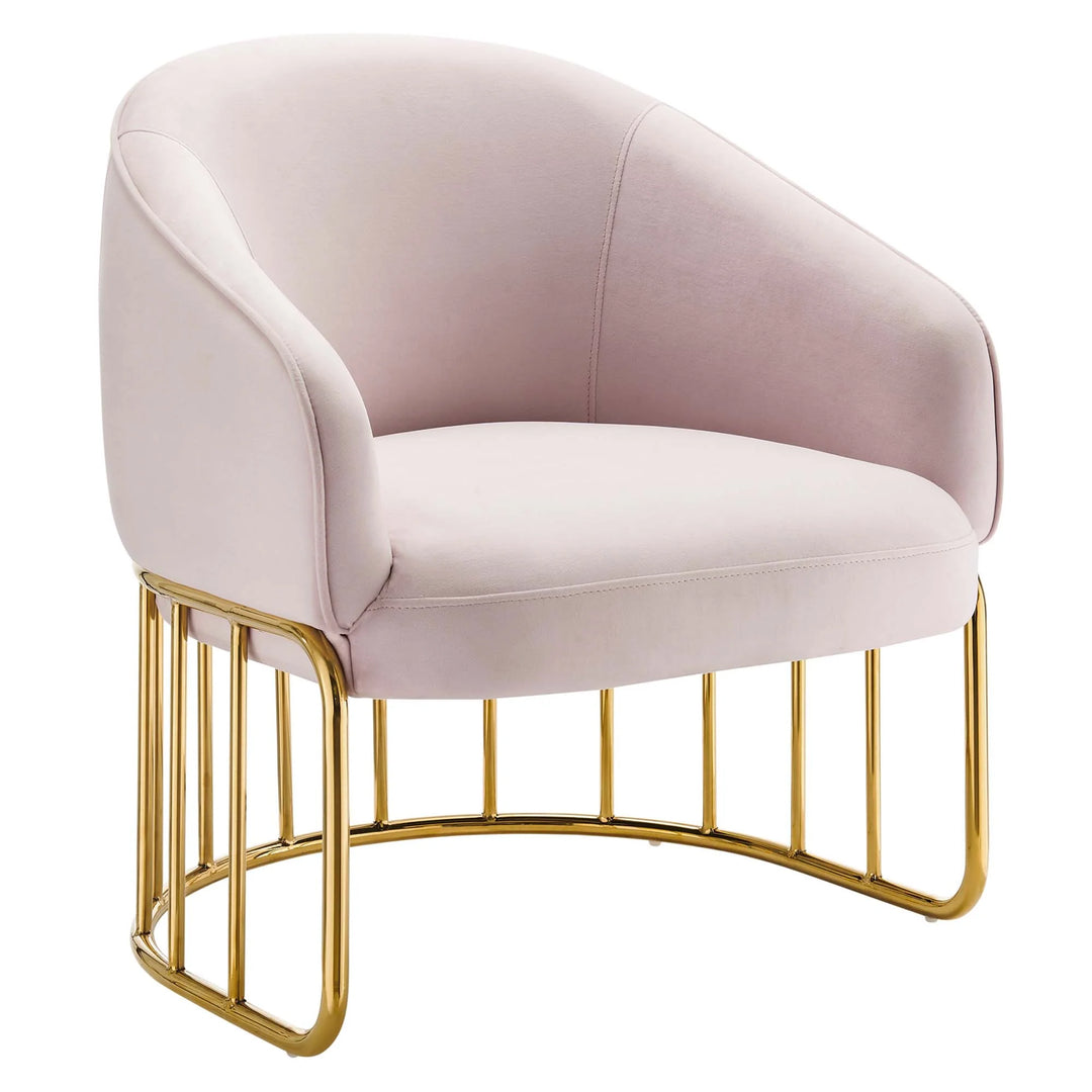 Silla de acento de acero inoxidable terciopelo rosa Mavier.