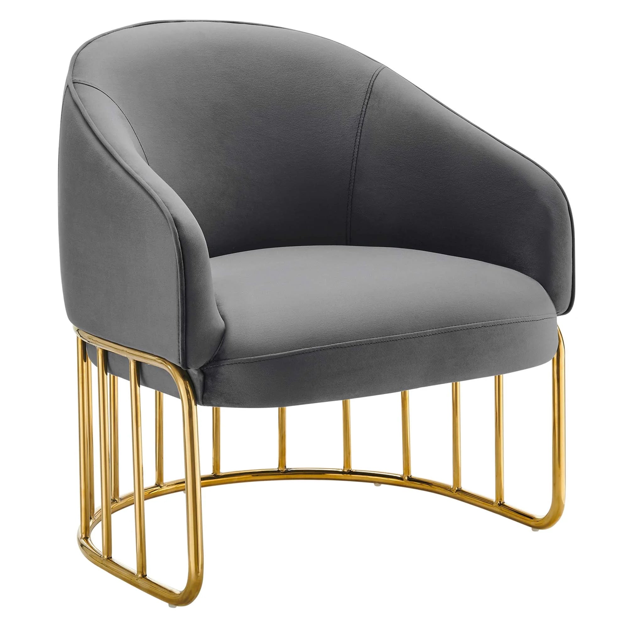 Silla de acento de acero inoxidable terciopelo gris Mavier.
